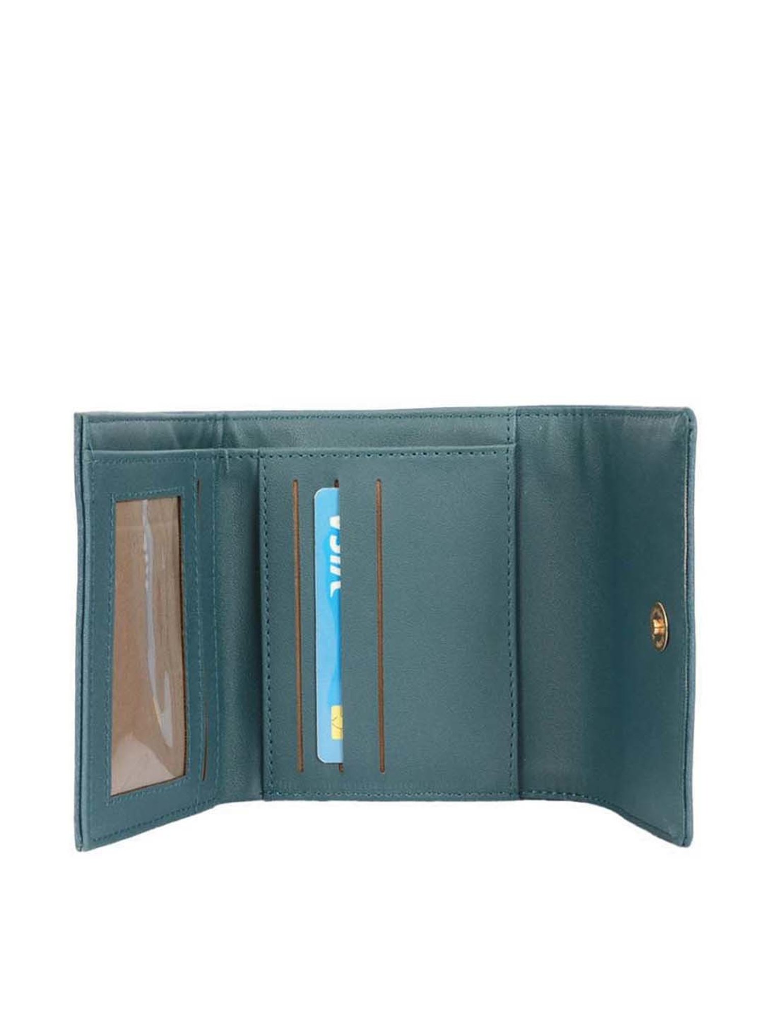 Baggit Blue Textured Tri-Fold Wallet for Women