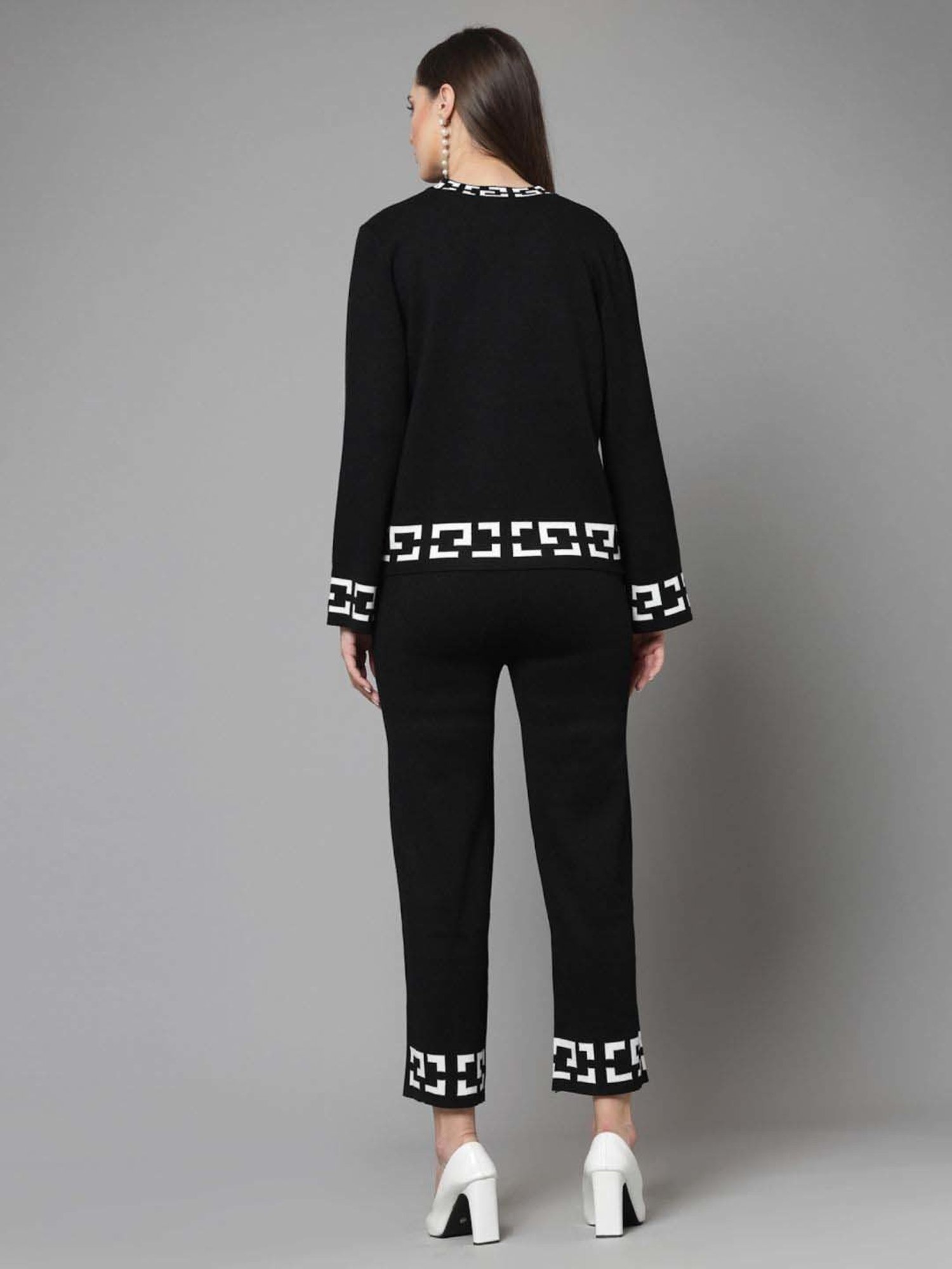 Mafadeny Black Printed T-Shirt Pants Set