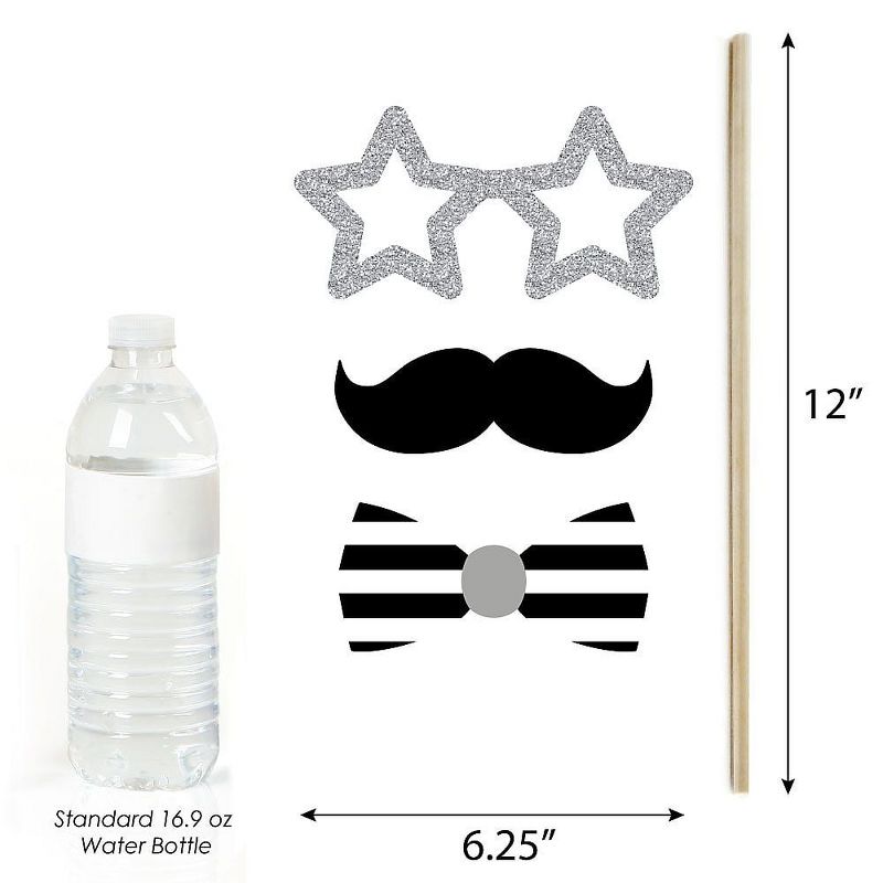 Big Dot of Happiness Mr. & Mr. - Silver - Gay Wedding LGBTQ Photo Booth Props Kit - 20 Count