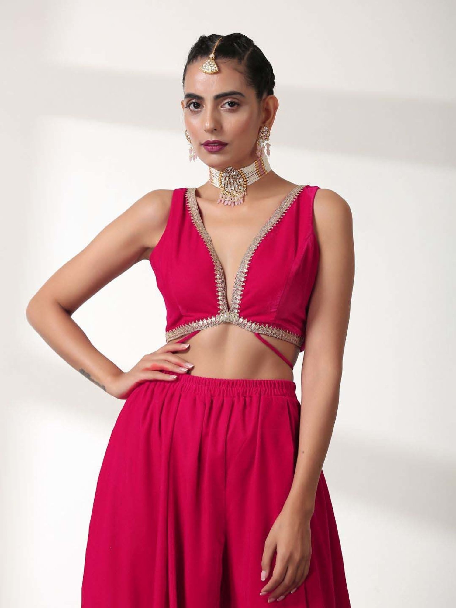 Swtantra Pink Plain Readymade Blouse