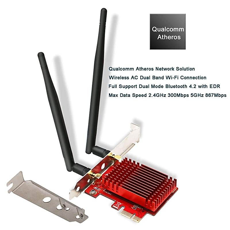 Wireless AC Dual Band 1200Mbps 24GHz 300Mbps or 5GHz 867Mbps PCI Express PCIe WiFi Bluetooth Adapter for Windows Server7881103264bit PCsPCIE WiFi Bluetooth CardFSAC85BT