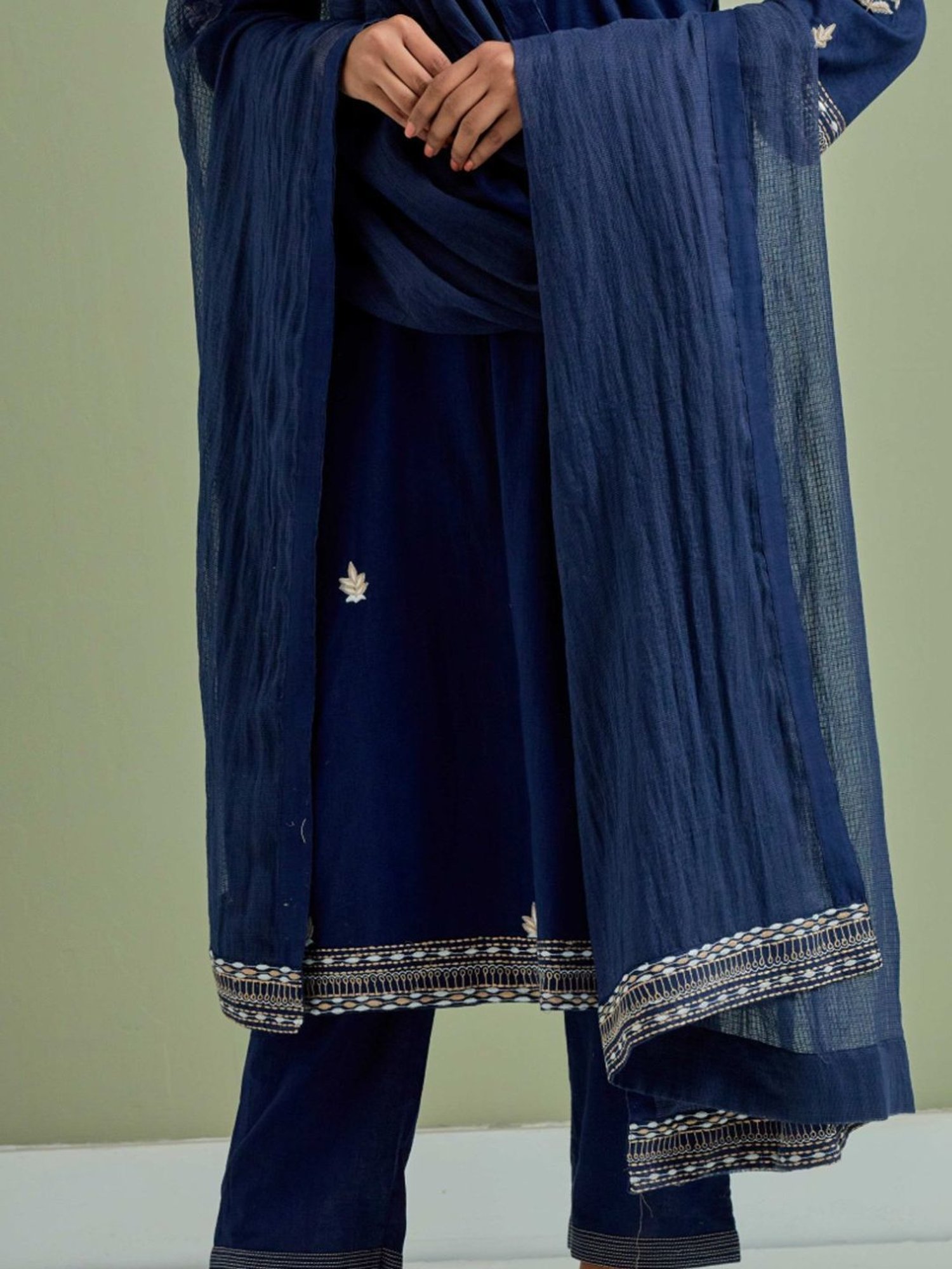 Priya Chaudhary Blue Lara Embroidered Cotton Kurta with Pants
