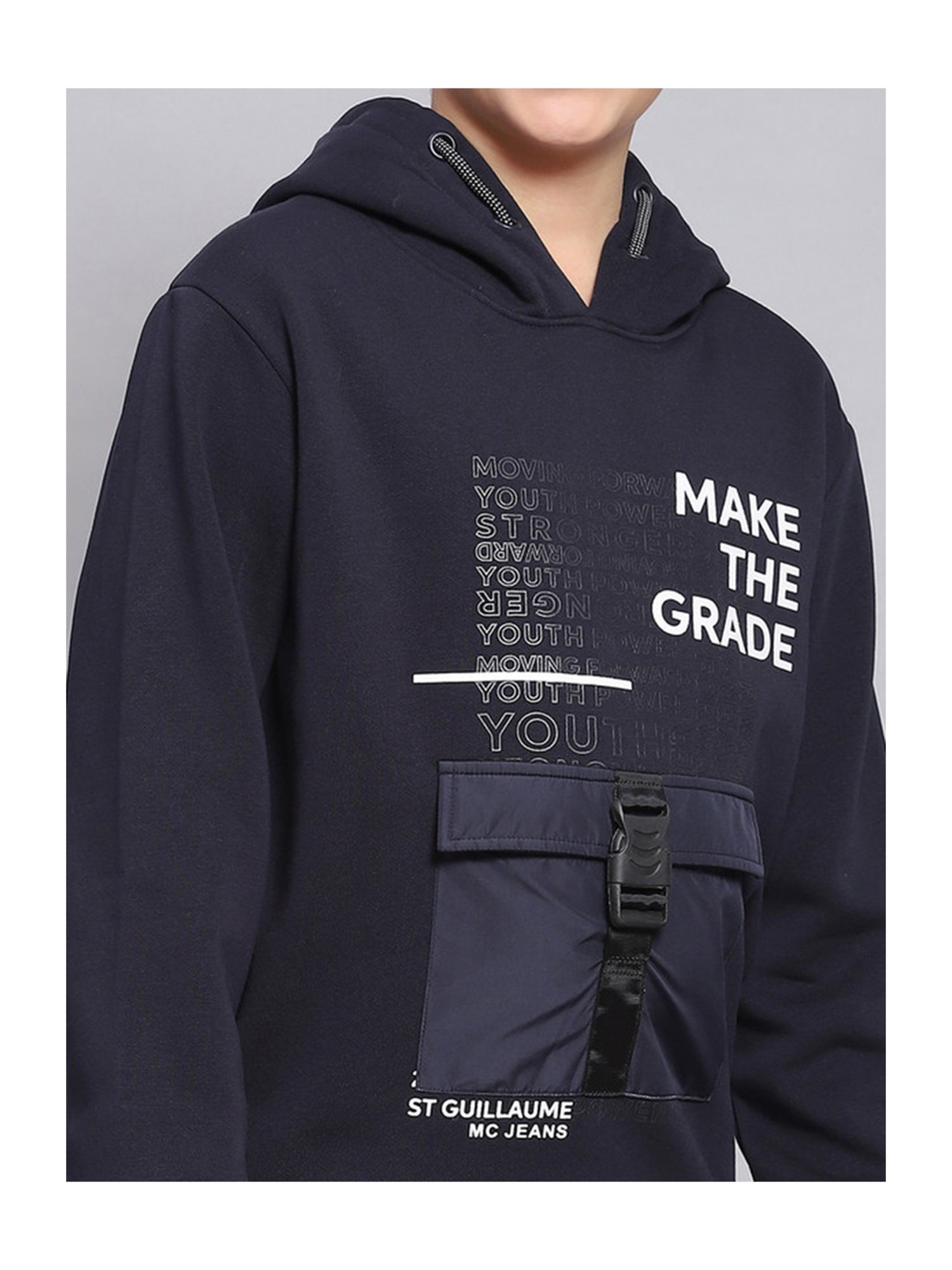 Monte Carlo Kids Navy Printed Full Sleeves Sweatshirt