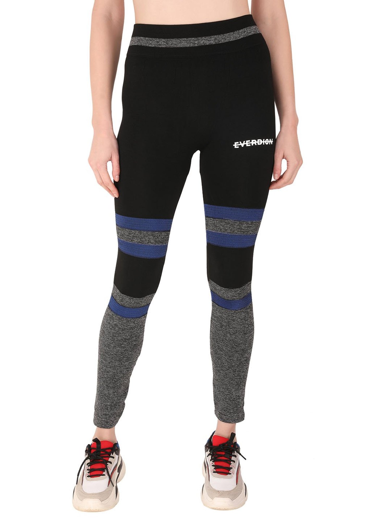 EVERDION Black & Grey Printed Tights