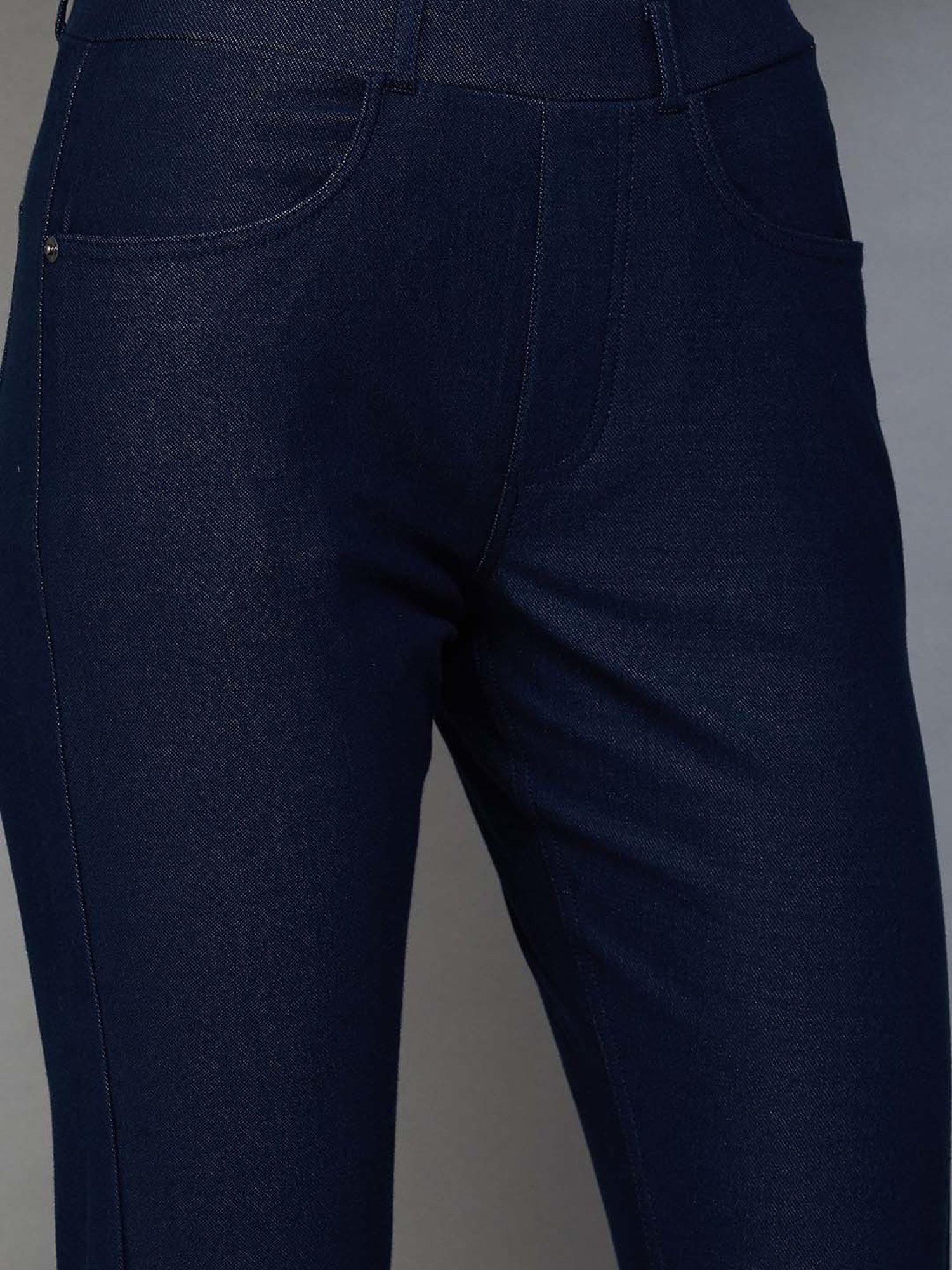 Colour Me by Melange Blue Mid Rise Cropped Jeggings