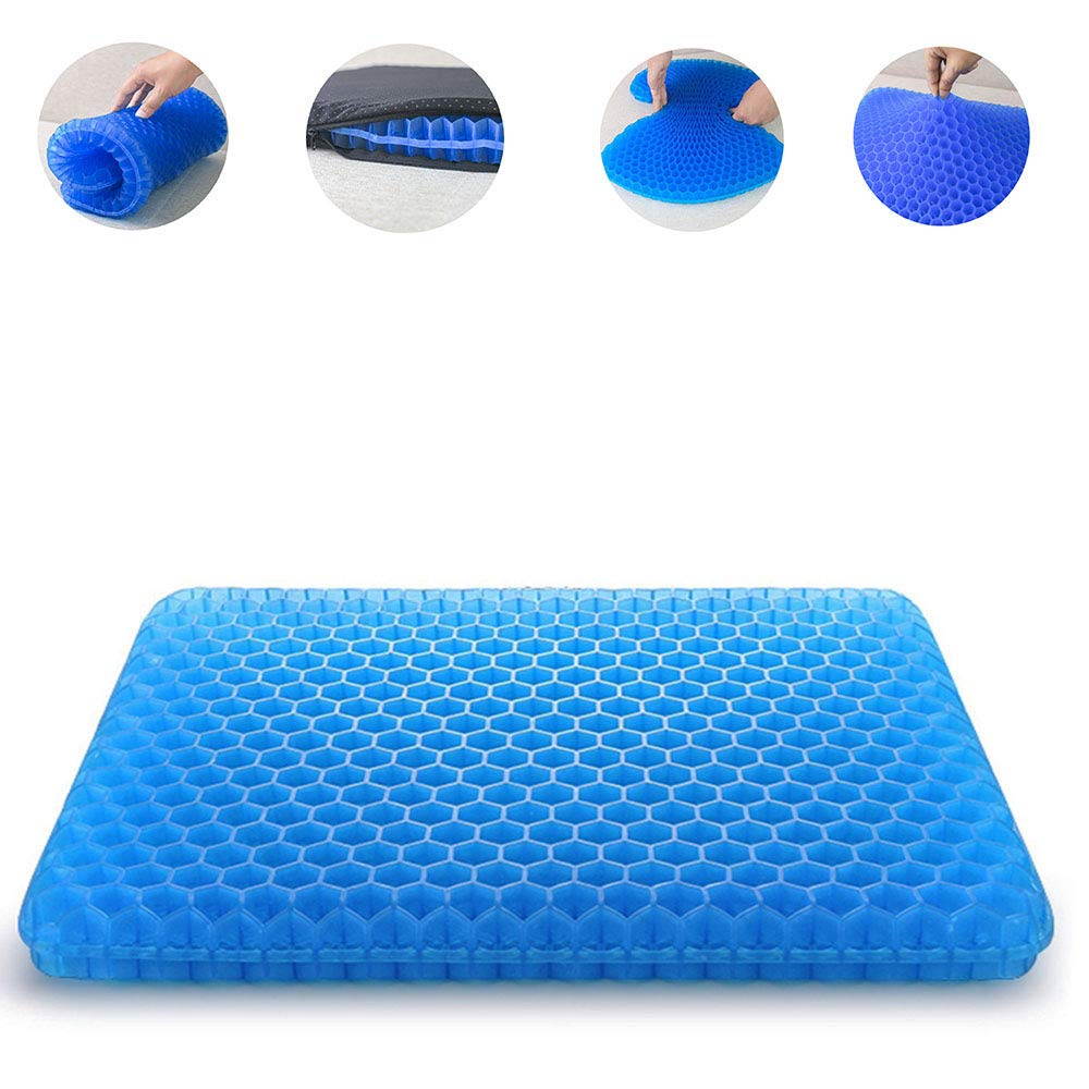 Gel Seat Cushion, Office Chair Seat Cushion with Non-Slip Cover Breathable Honeycomb Pain Relief Sciatica Egg Crate Cushion for Office Chair Car Wheelchair(15.7*13*1.6inch)