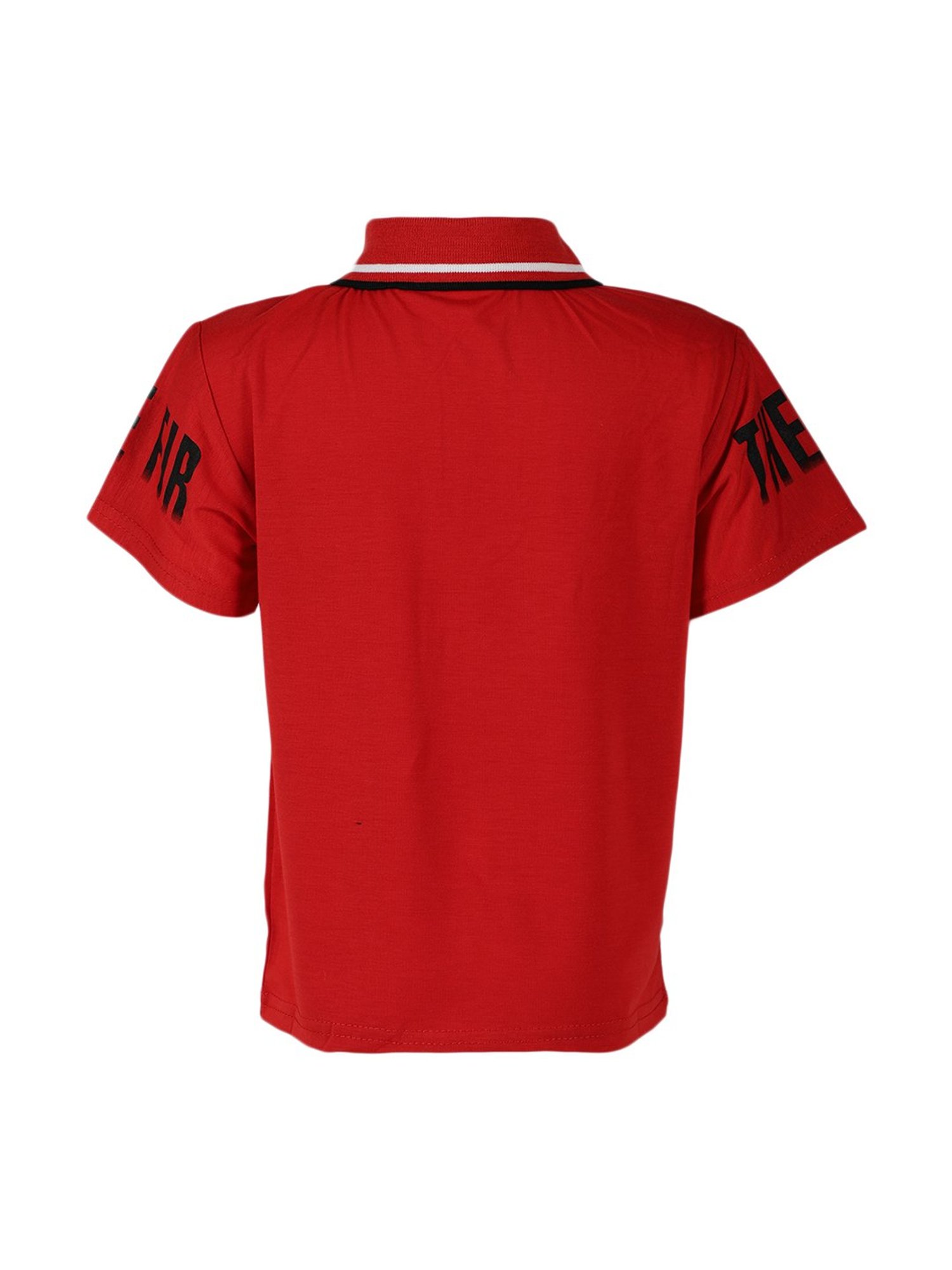 Passion Petals Boys Red Cotton Printed Polo T-Shirt