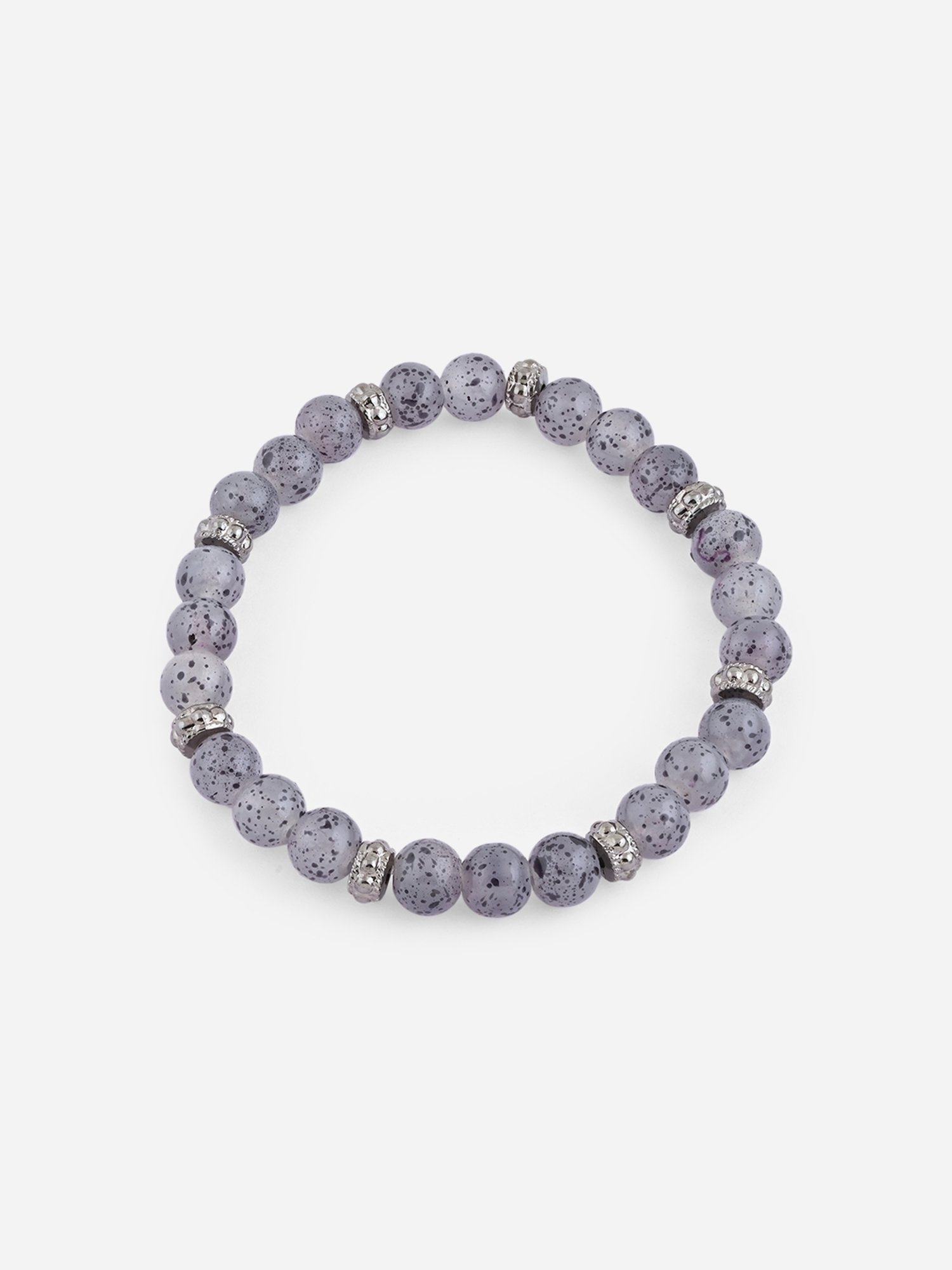 The Bro Code Grey Casual Party Men's Beaded with Fabric Knotted Stack Bracelet - Set of 4