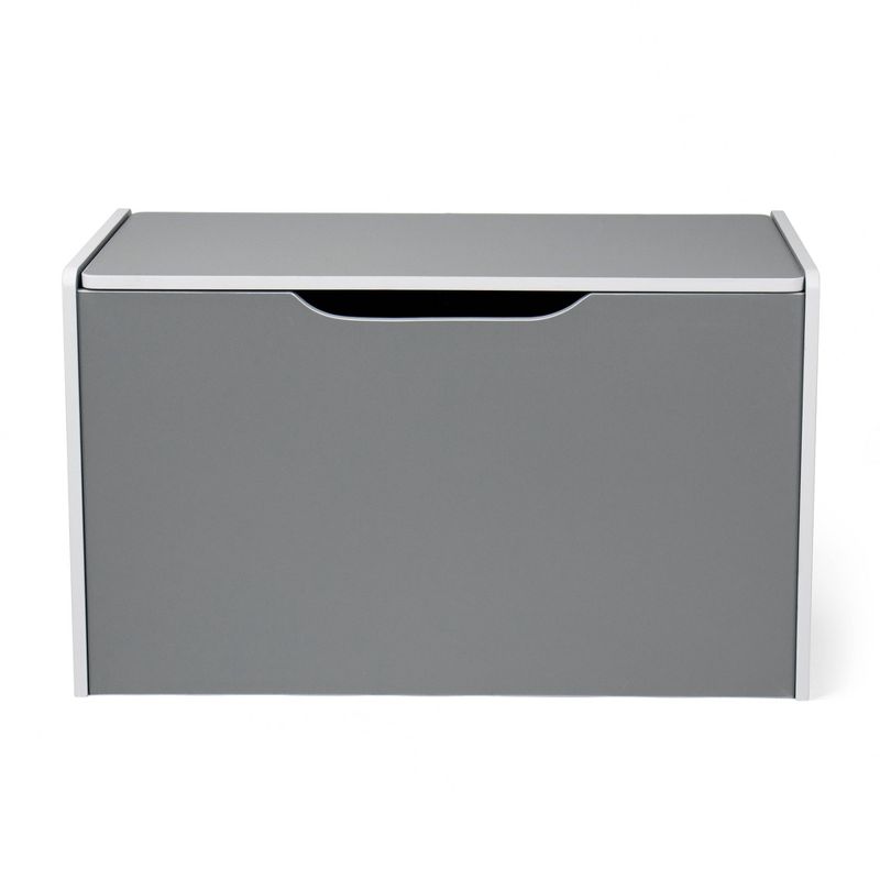 Hinged Toy Storage Chest with Lid Gray - Humble Crew