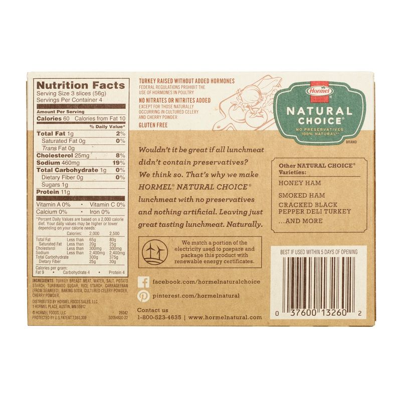 Hormel Natural Choice Sliced Oven Roasted Deli Turkey - 8oz