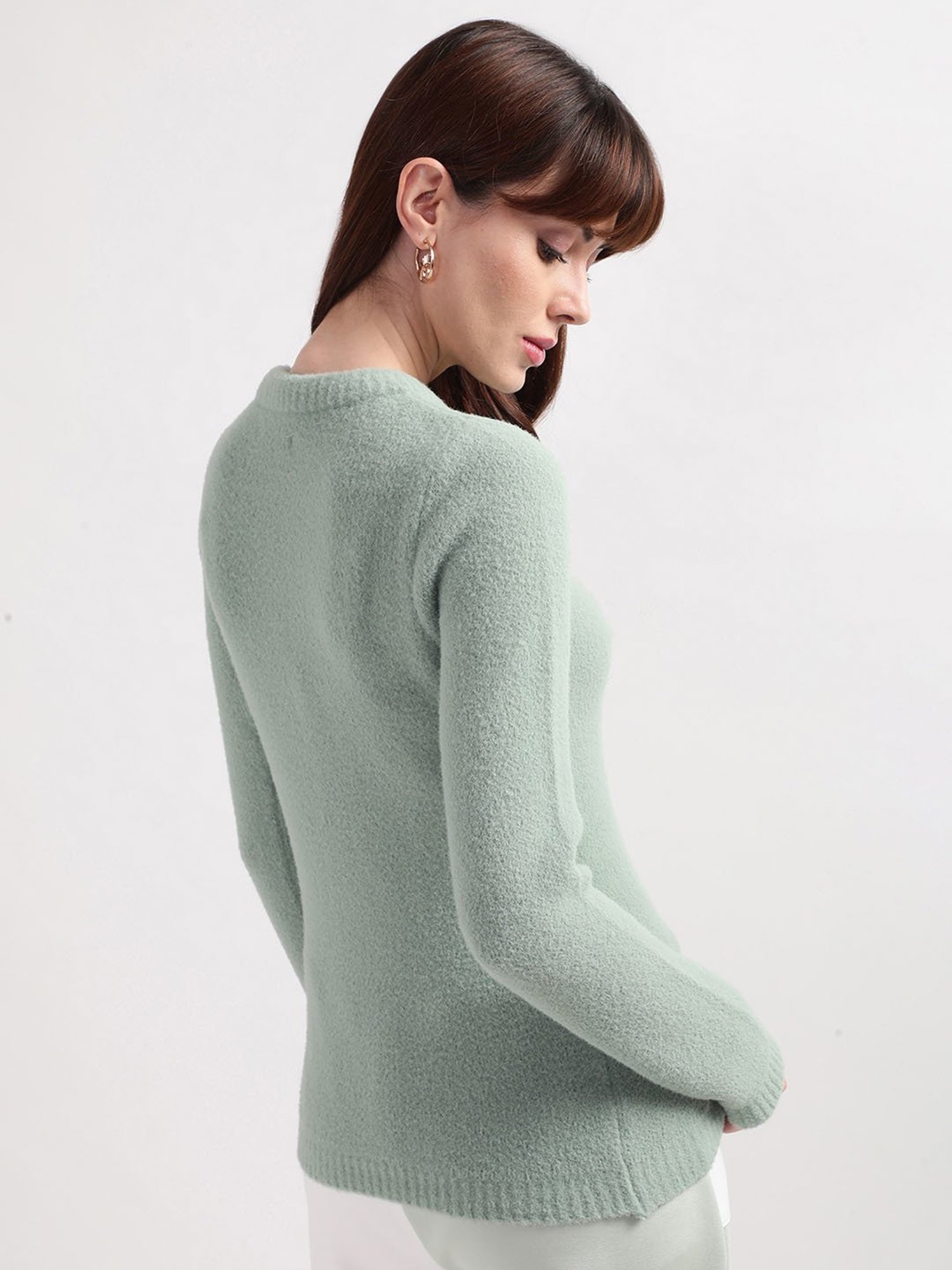 Elle Green Regular Fit Sweater