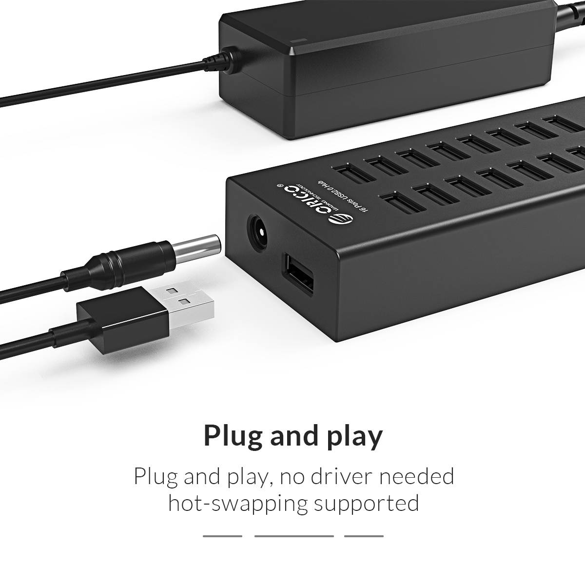 USB 3.0 Hub, Portable SuperSpeed 4 Port USB 3.0 Hub with Built-in Cable , USB Extension Multi-function USB Dock Hot Swapping Support for  Mac, PC, USB Flash Drives and Other Devices