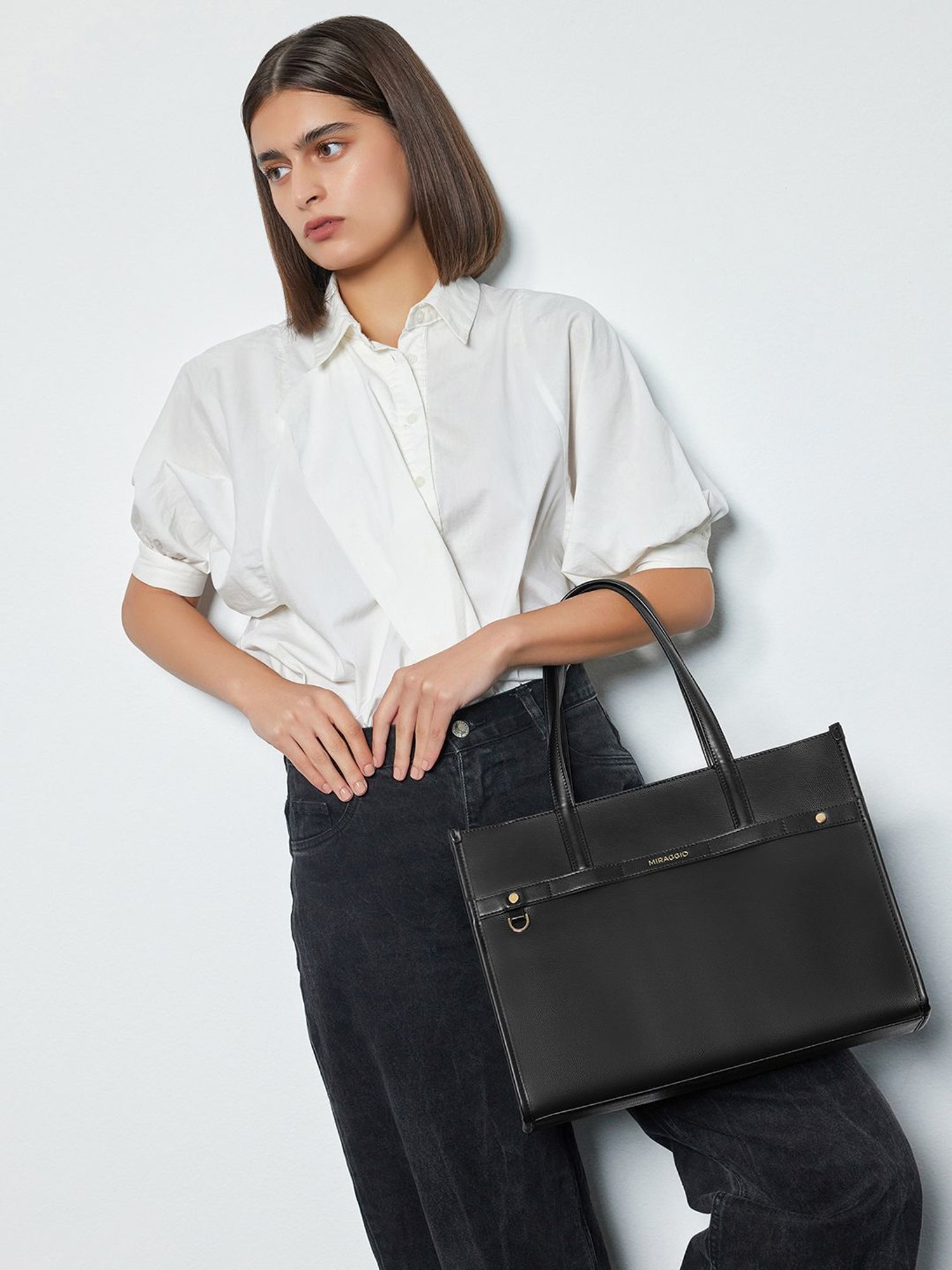 Miraggio Marcy Black Large Tote Bag