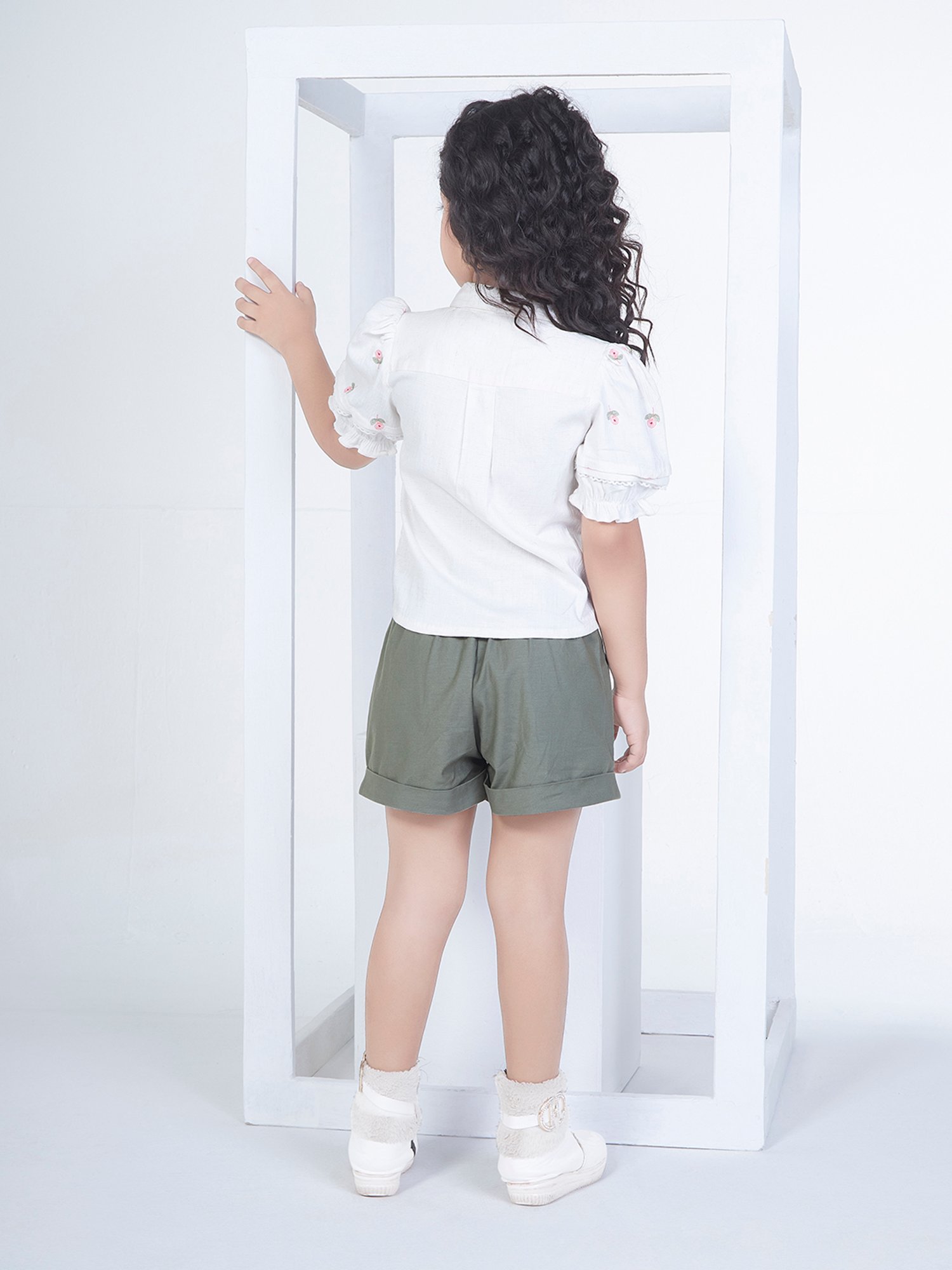 Peppermint Kids Purple & White Floral Print Top with Culottes