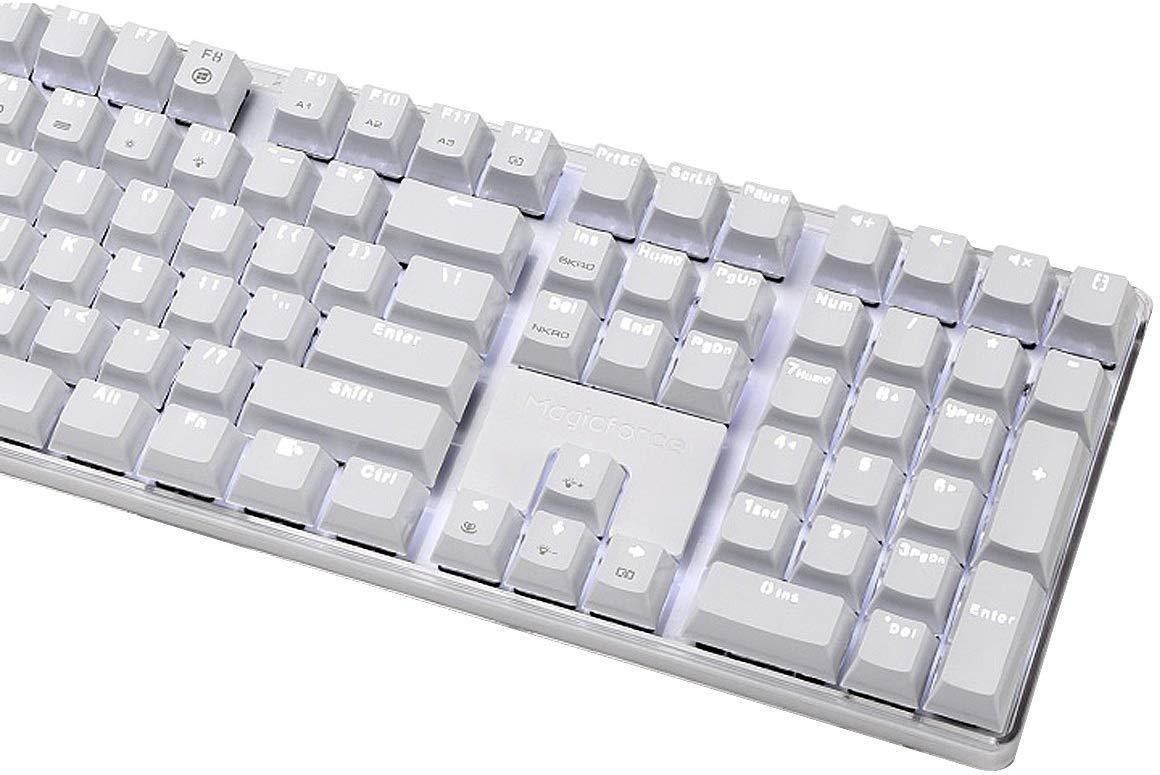 Happy Deals 20% Off Qisan Mechanical Keyboard Wired Gaming Keyboard Red Switch 100% Full Size 108 Keys GATERON Switch with White Backlight Case White Magicforce