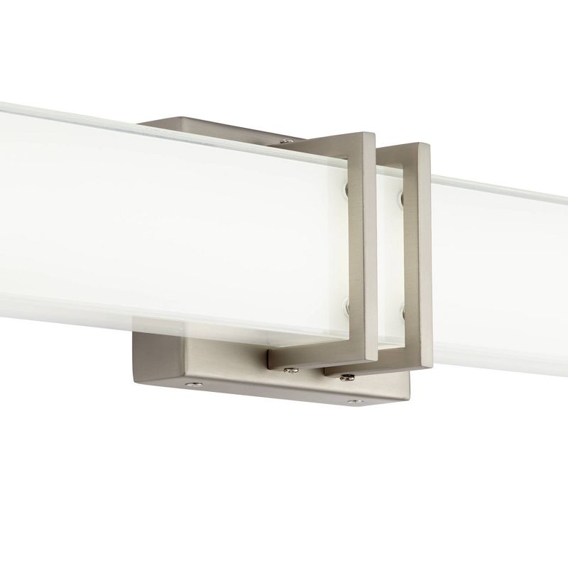 Possini Euro Design Modern Wall Light LED Brushed Nickel 17" Vanity Fixture for Bathroom Over Mirror Bedroom
