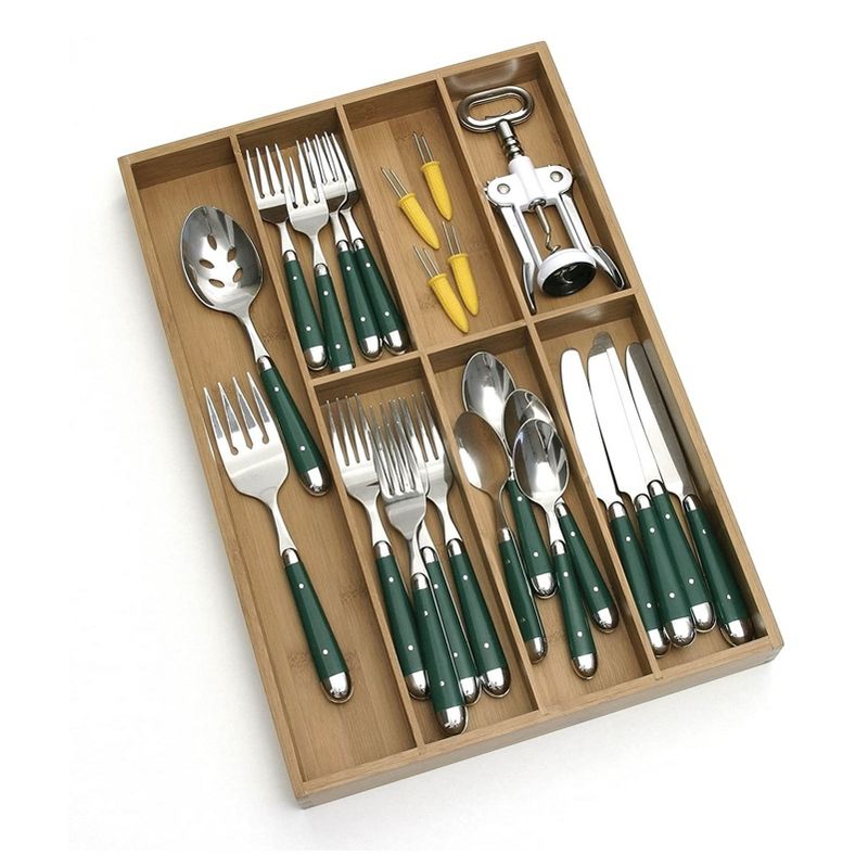 Lipper International Environmentally Friendly Bamboo Wood Flatware Organizer with 7 Compartments