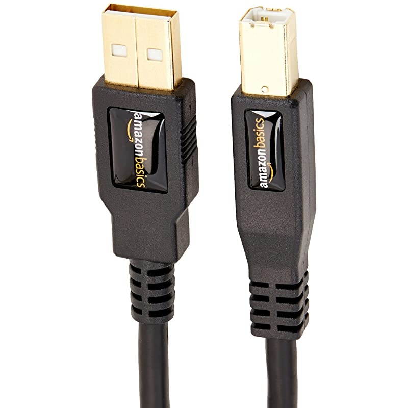 USB 20 Printer Cable AMale to BMale Cord 6 Feet 18 Meters Black