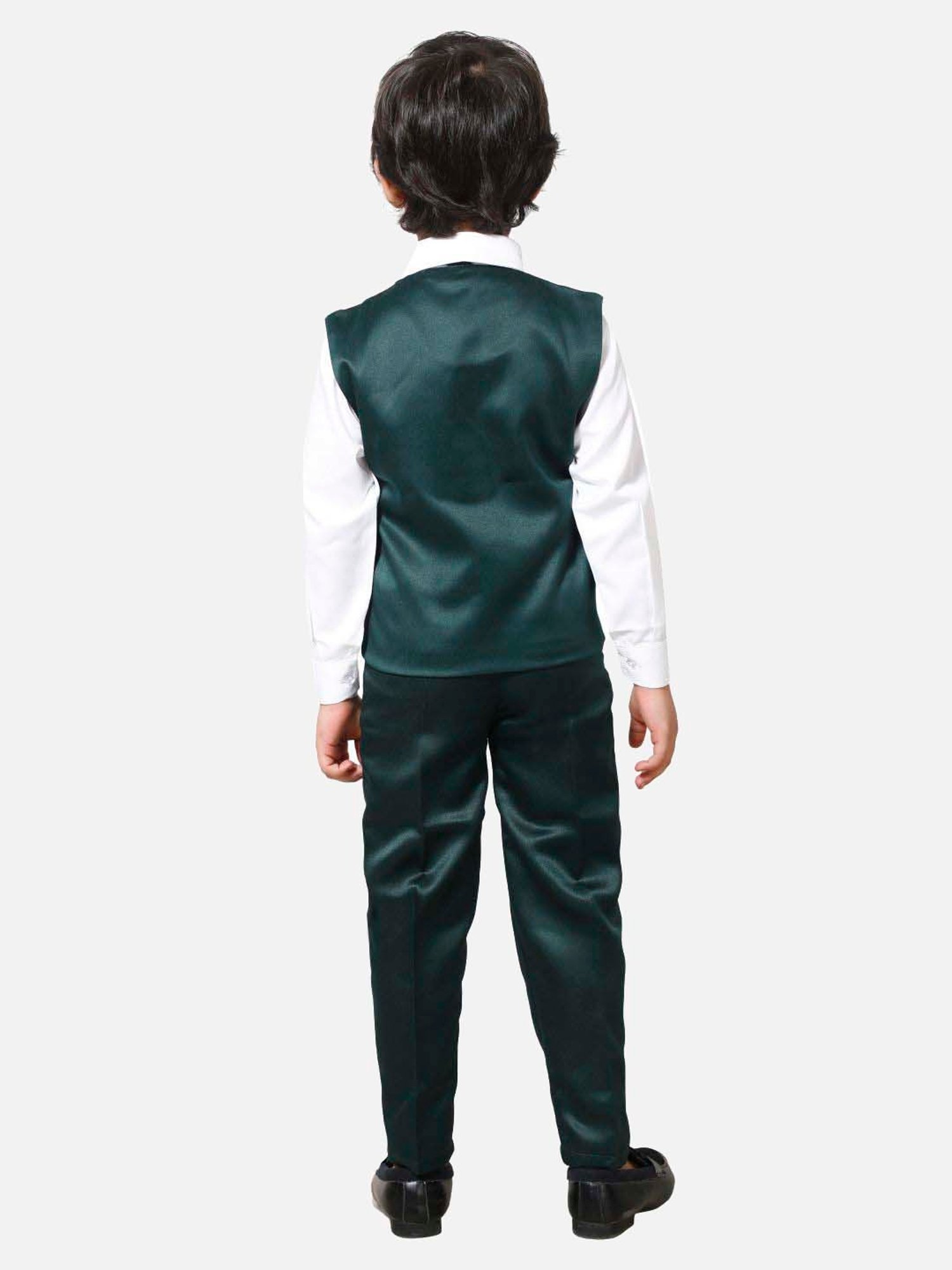 Fourfolds Boys Darkgreen Solid Full Sleeves Clothing Set