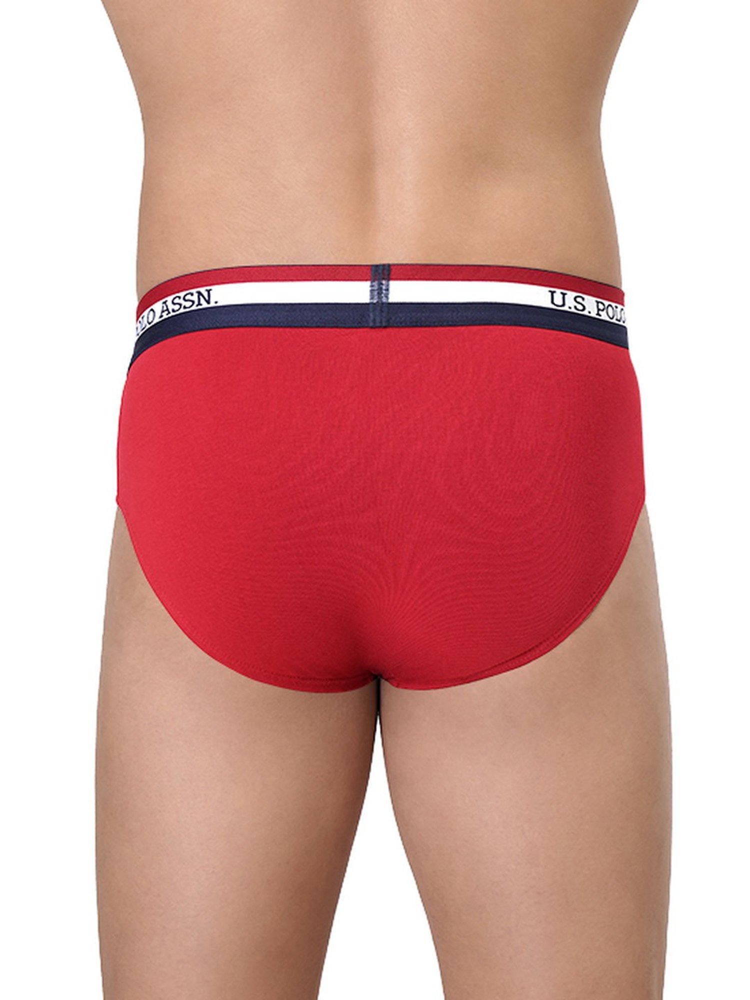 U.S. Polo Assn. Navy & Red Cotton Regular Fit Briefs - Pack Of 2