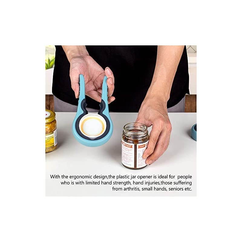 Rubber Jar Opener for Weak Hands or Seniors with Arthritis- 4 in 1 Can Opener Bottle Opener with Easy Grip & Non-Slip Handle for Arthritic Hands - Kitchen Cooking Gadgets (Blue,1 Pack)