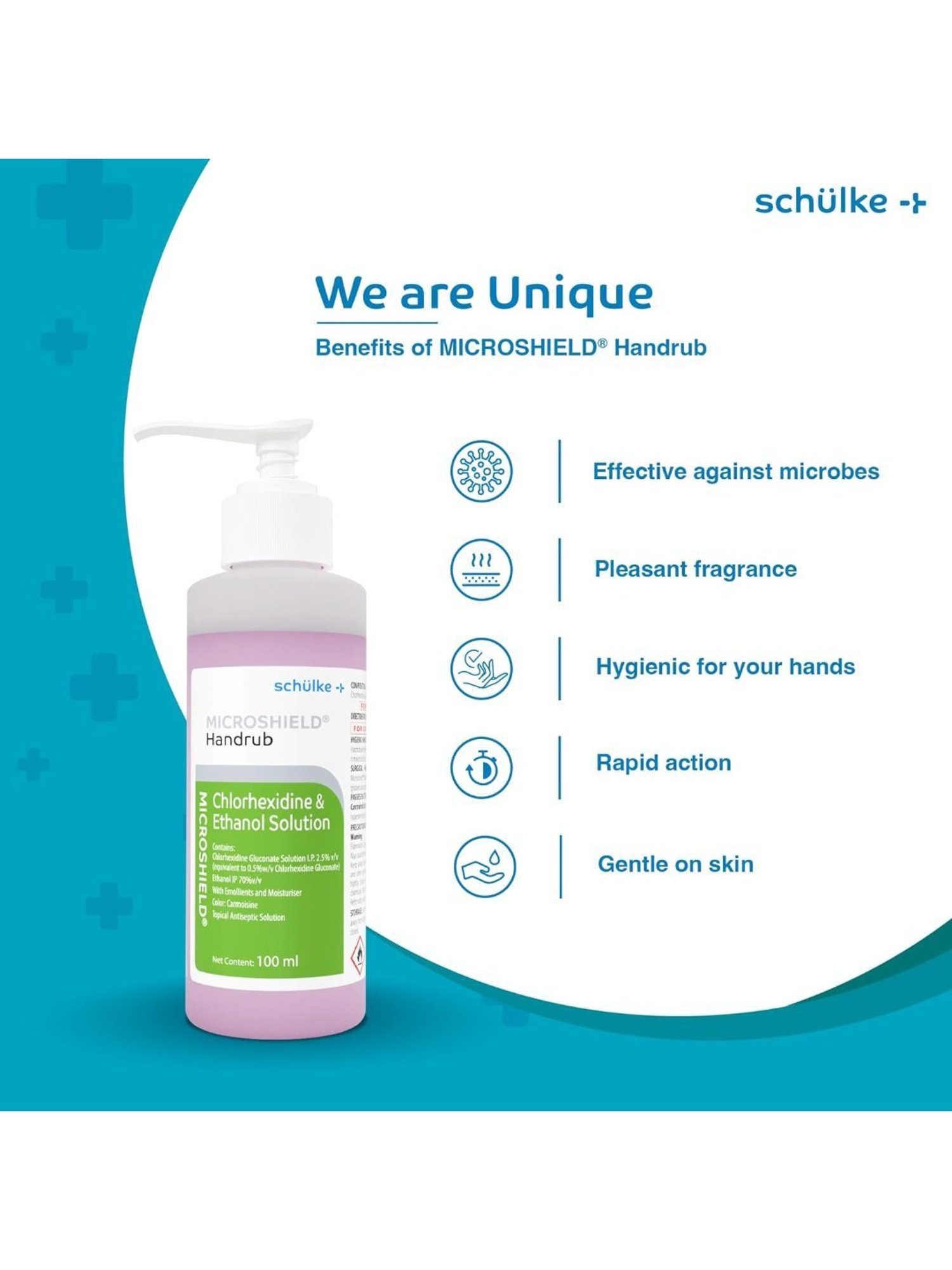 Microshield Handrub with 99.99 Percent Effective Against Germs, Skin Friendly 100ml Pack of 3 (Pink)