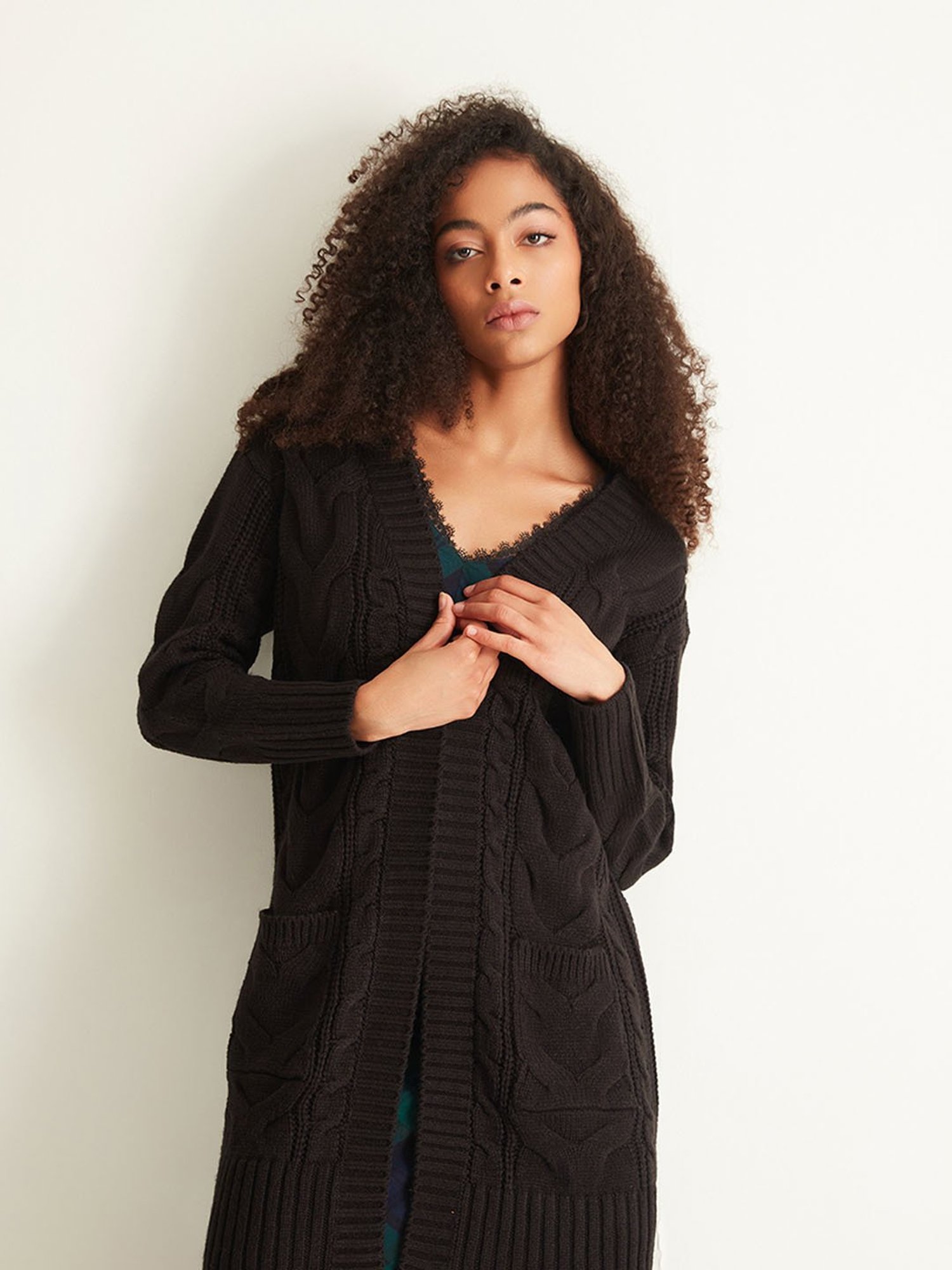 Cover Story Black Long Cardigan