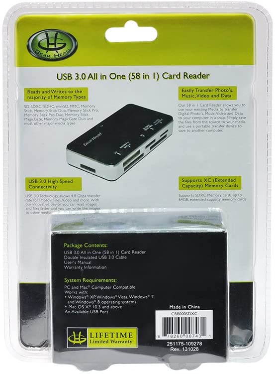 Gear Head USB 3.0 Card Reader (CR8000SDXC)