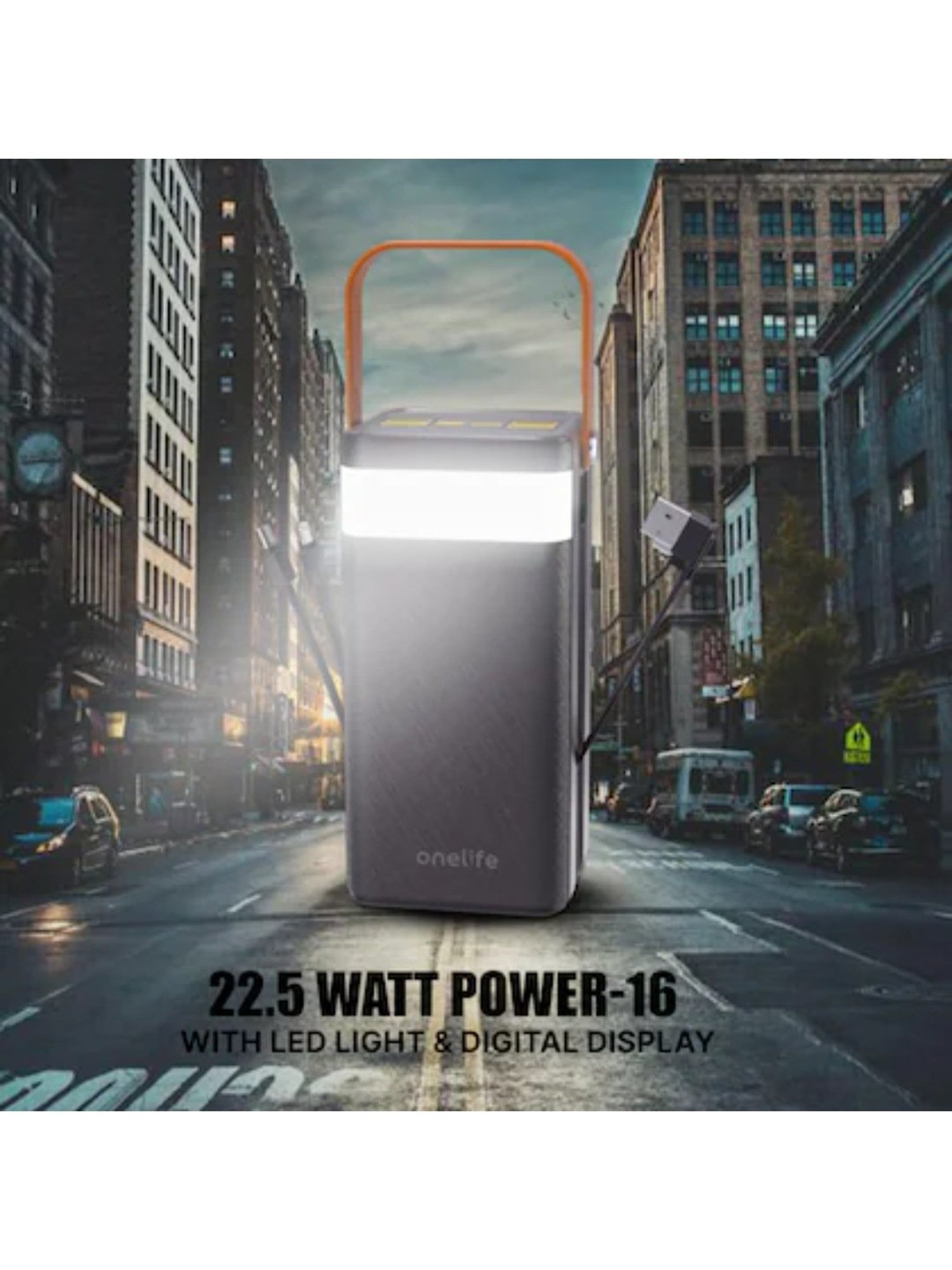 Onelife Power 16, 50000 mAh 22.5W Quick Charge Power Bank with Led Torch (Black)