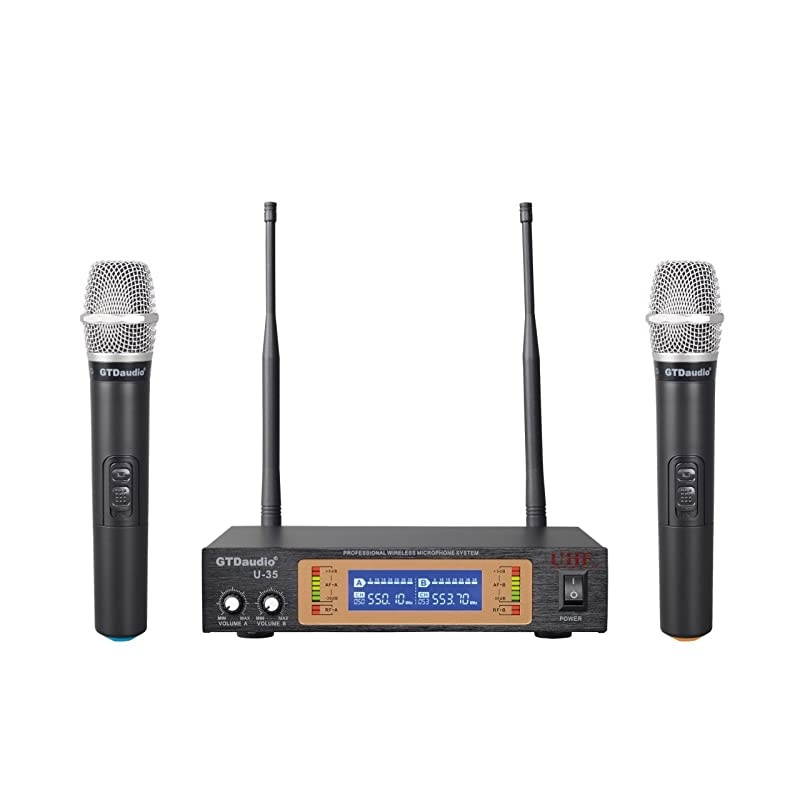 Audio U35H UHF Wireless Microphone System Karaoke mic with 2 Microphones