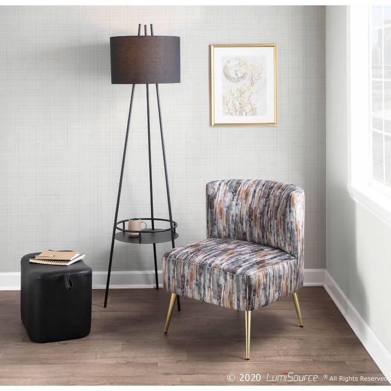 Trident Contemporary Floor Lamp with Metal and Linen Shade Black (Includes LED Light Bulb) - LumiSource