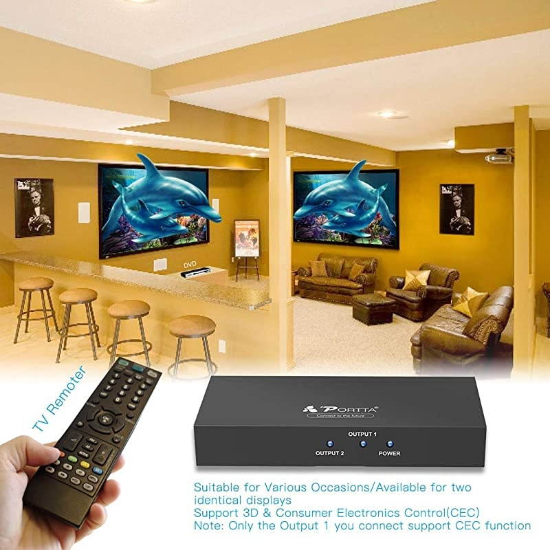 Premium HDMI Splitter 1X2 2 Port V2.0 with HDCP Key 4Kx2K@60Hz with EDID HDCP2.2