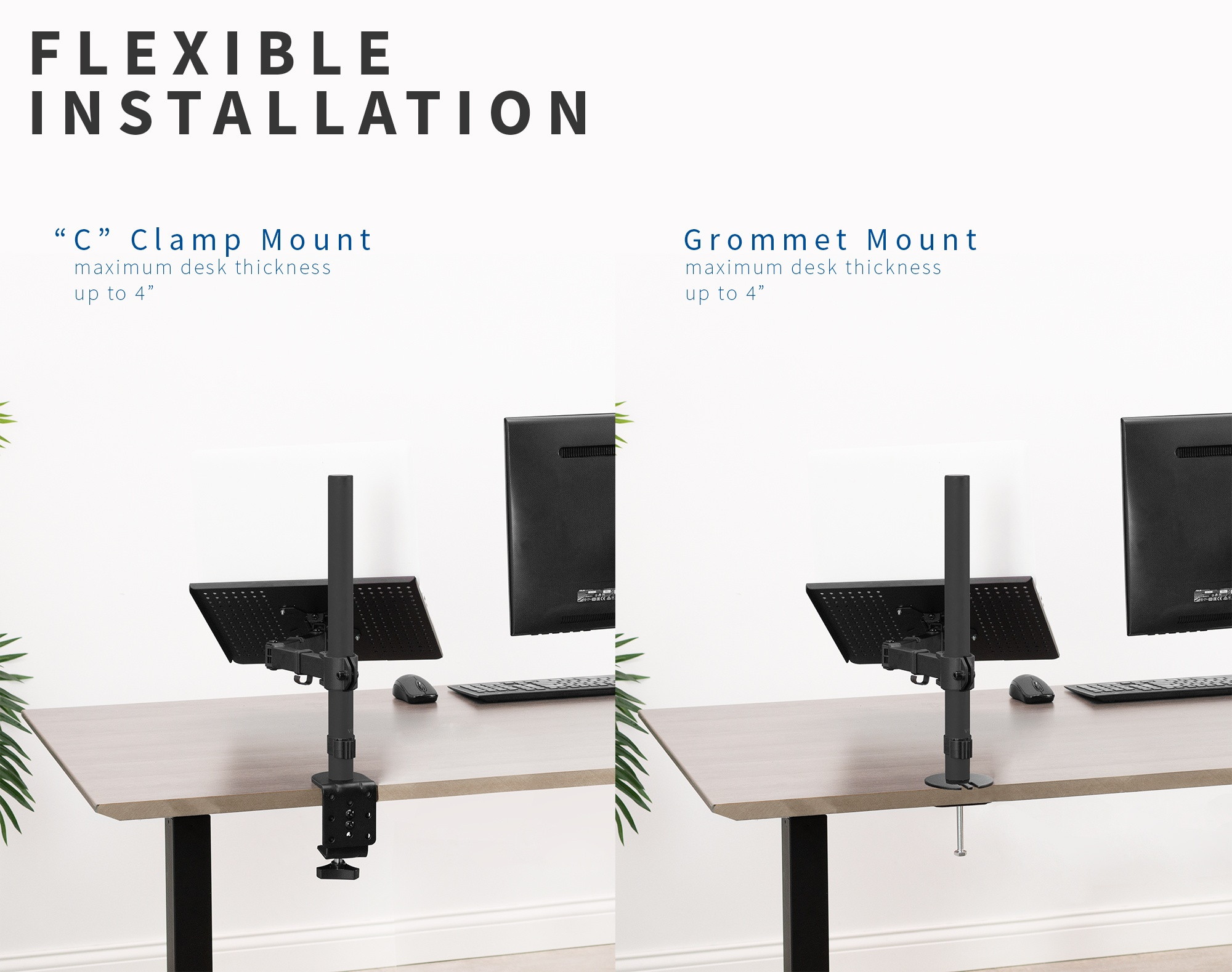 VIVO Single Laptop / Notebook Desk Mount / Stand Fully Adjustable Extension with Clamp (STAND-V001L)