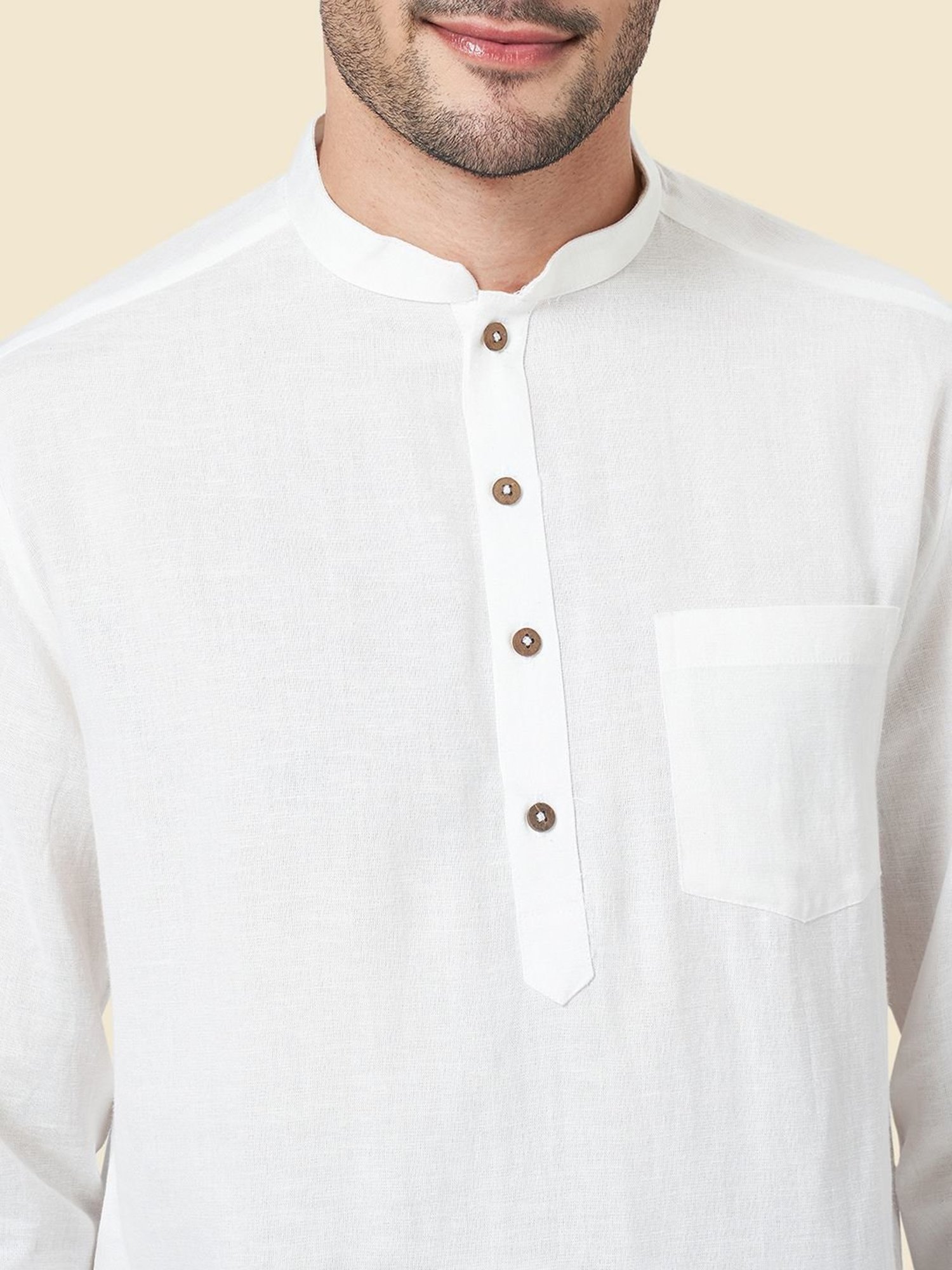 Manthan Red Full Sleeves Solid Kurta