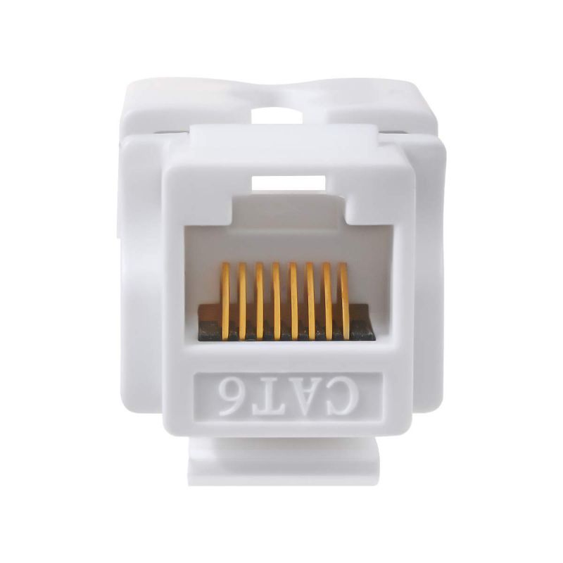 10-Pack RJ45 Keystone Jack Module Connector 568A/568B, Keystone Adapter Compatible Cat 6/5e/5 Connector,Cat6 Keystone Jack,RJ45 Female Connector,White