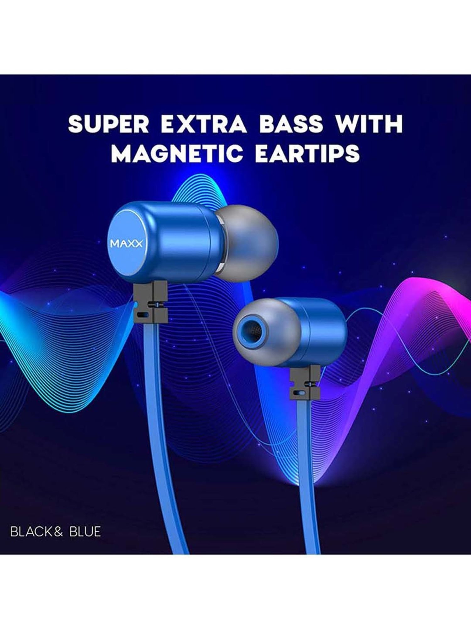 Maxx NX2 Wireless Neckband with Rapid Charge (Black/Blue)