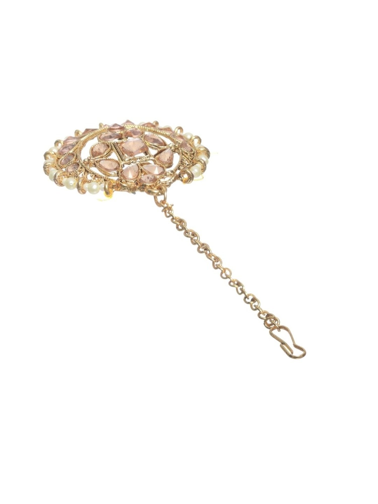 Aatmana Gold-Plated Kundan Choker Necklace & Earring Set with Maang Tikka