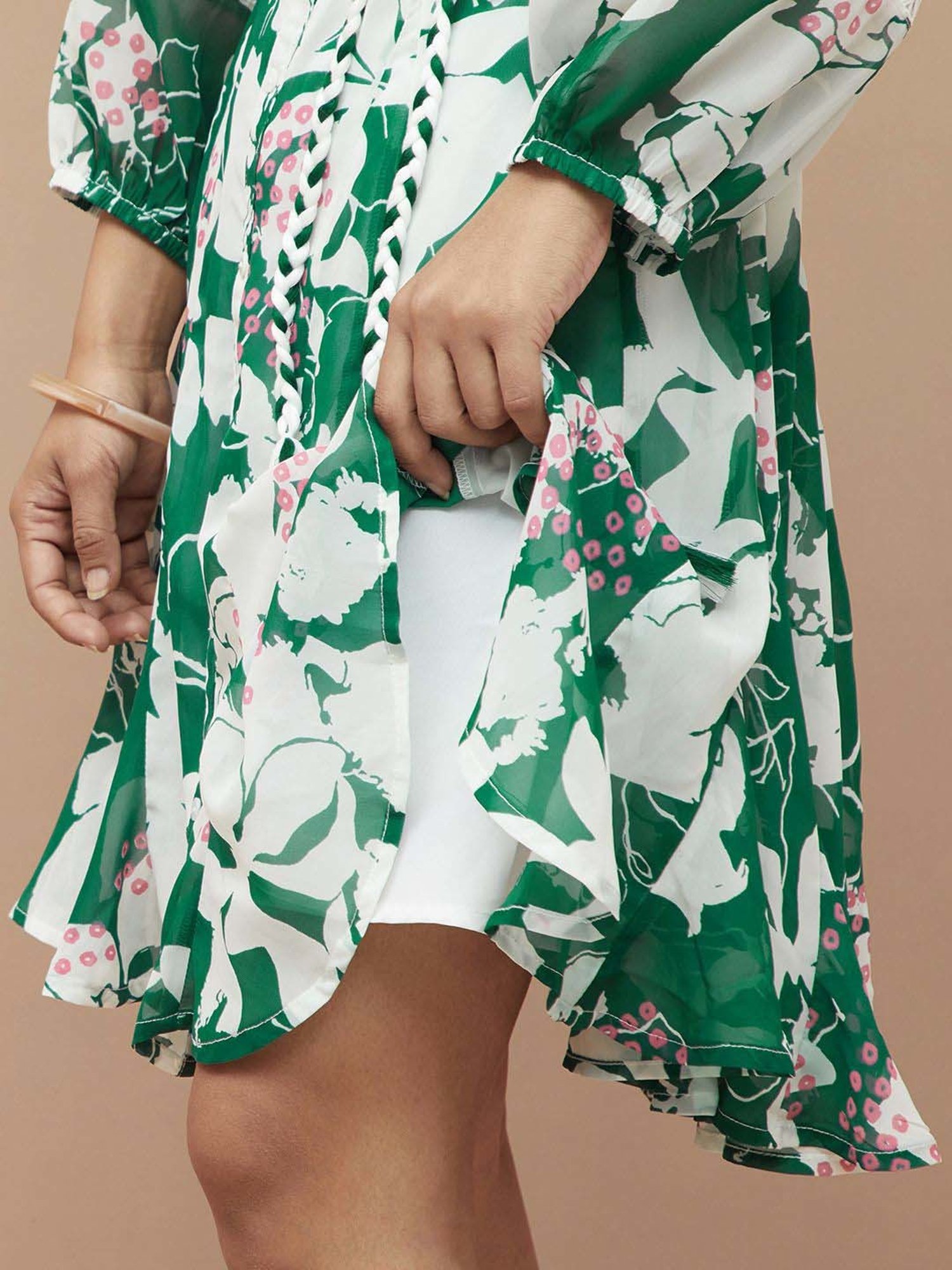 Colour Me by Melange Green Printed A-Line Dress