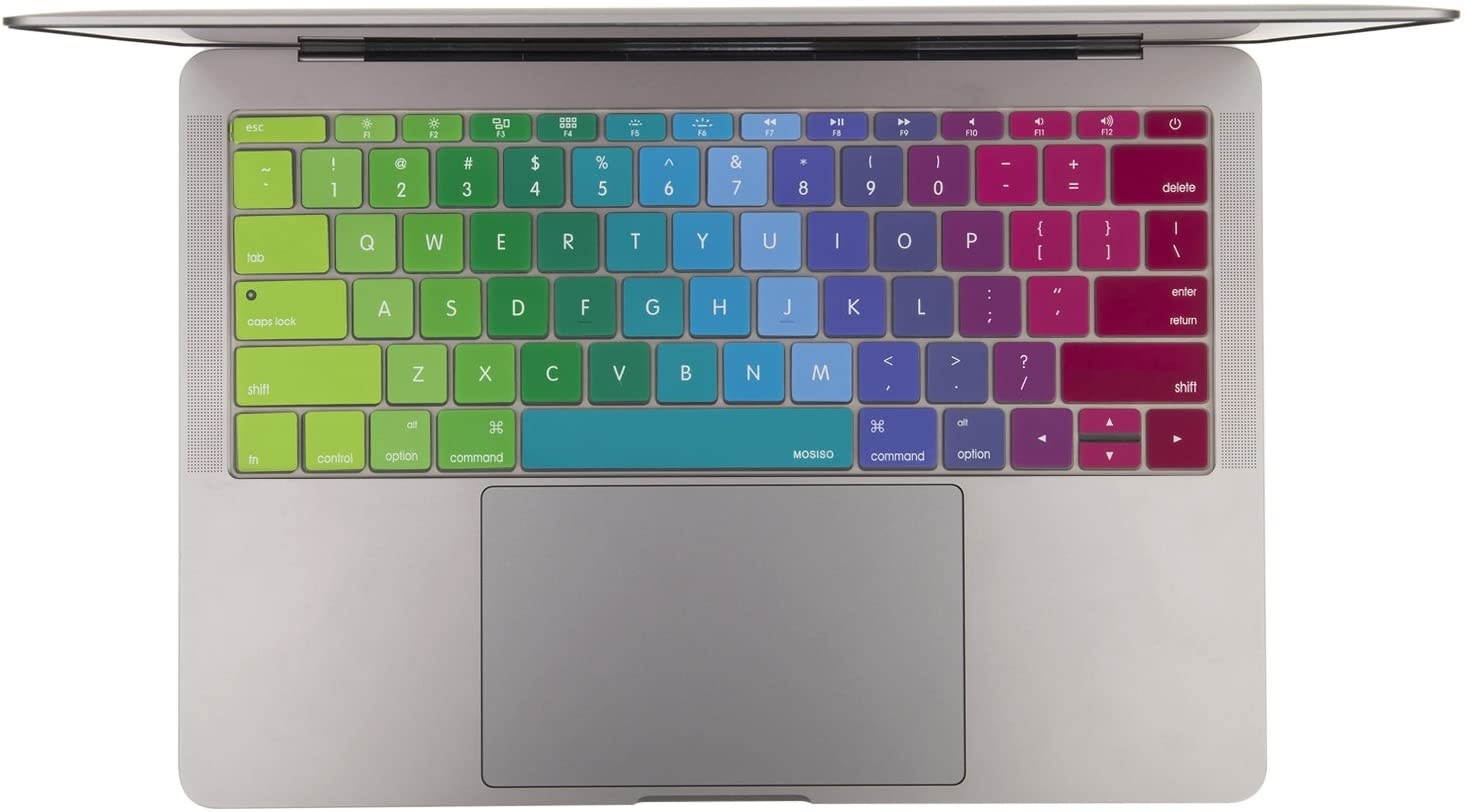 MOSISO Silicone Pattern Keyboard Cover Protective Skin Compatible with MacBook Pro 13 inch 2017 & 2016 Release A1708 Without Touch Bar, MacBook 12 inch A1534, Blue and Pink
