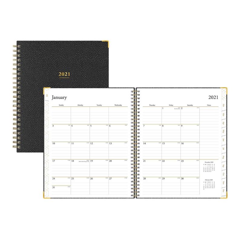 2021 Planner 7" x 9" Hard Cover Weekly/Monthly Wirebound Charcoal - Blue Sky