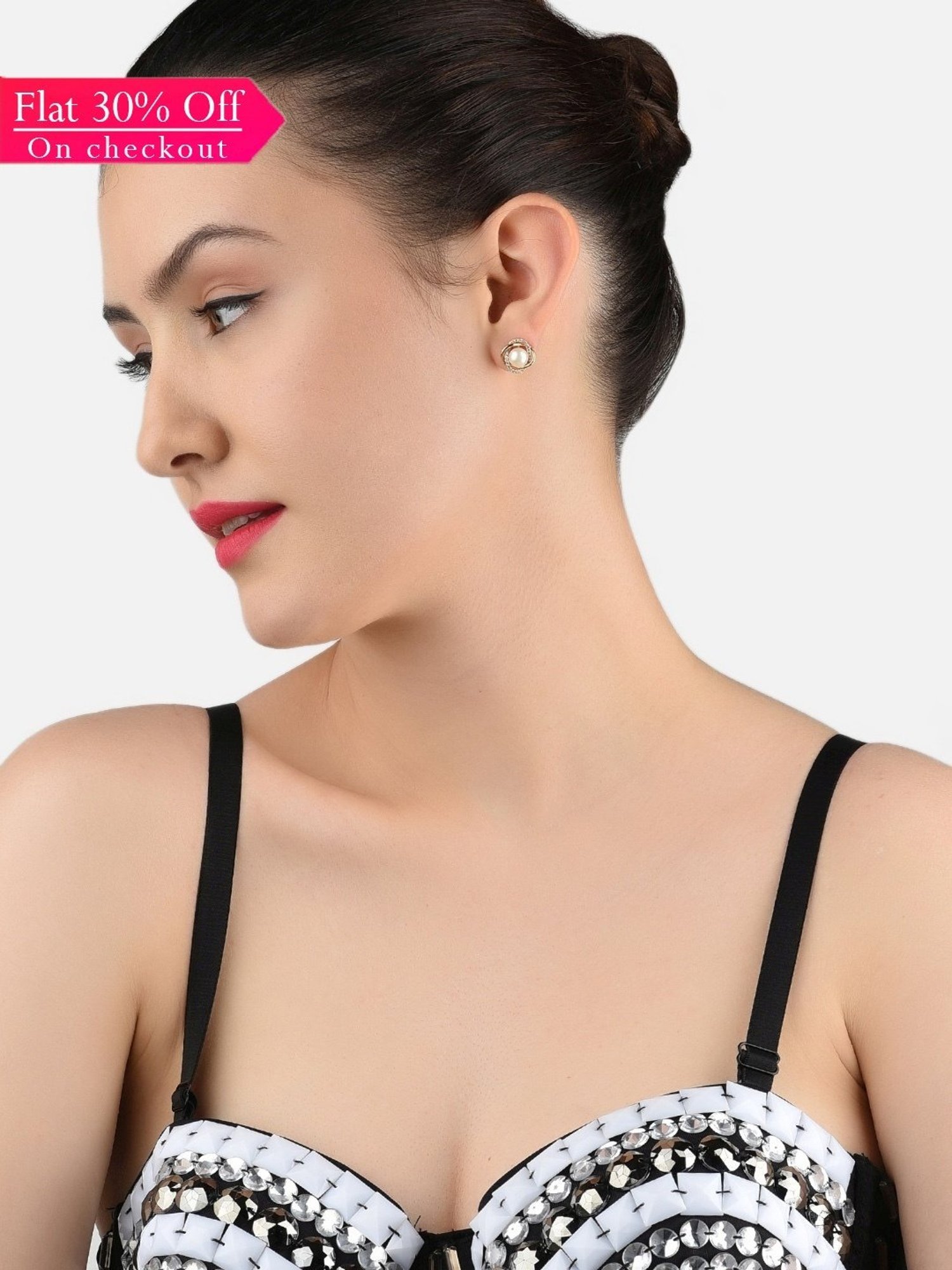 Zaveri Pearls Set of 3 Rose Gold Contemporary Cubic Zirconia Stud Earrings - ZPFK13491