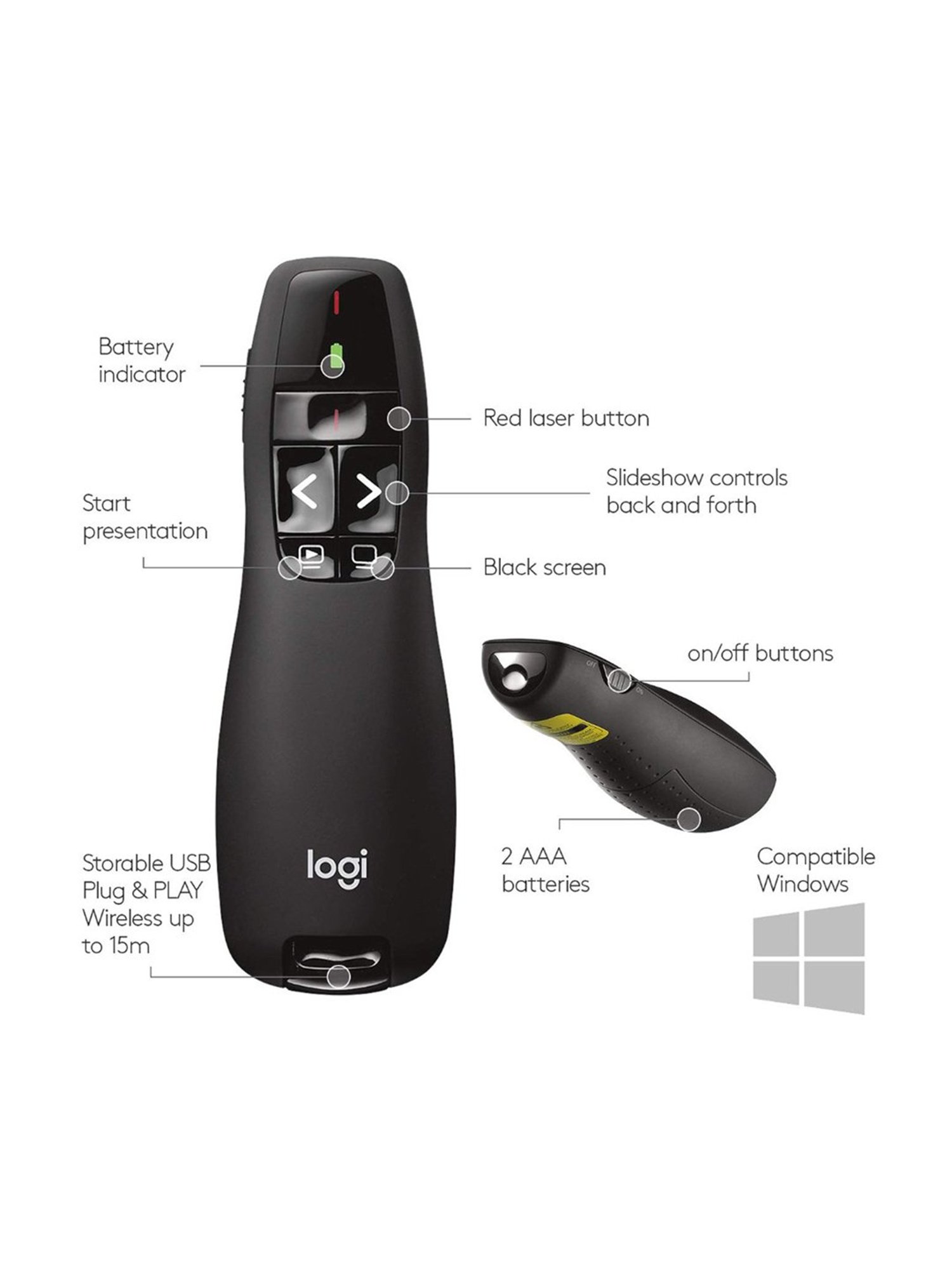 Logitech Wireless Presenter R400 (Black)