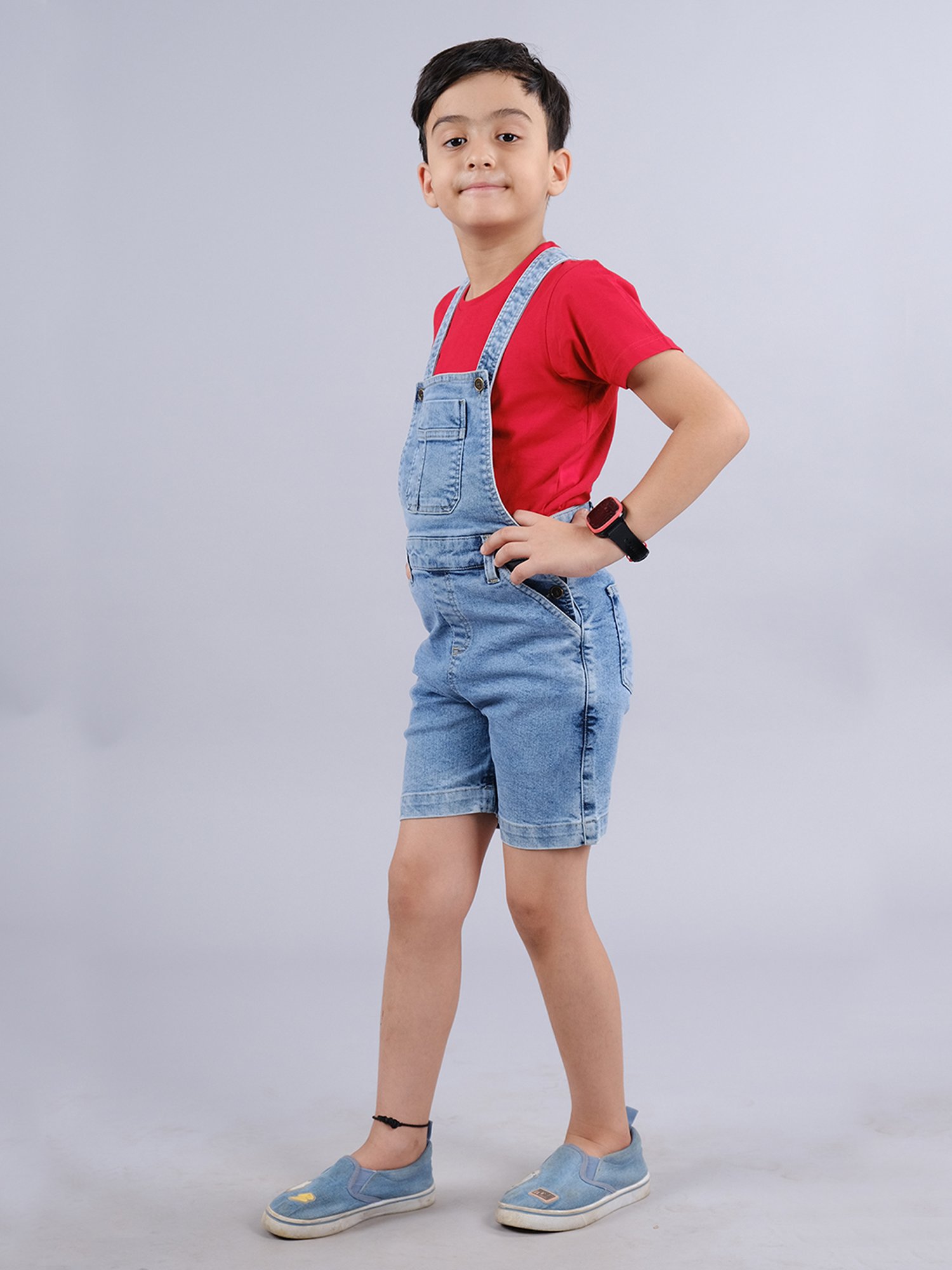 Kiddopanti Kids Blue Solid Dungaree