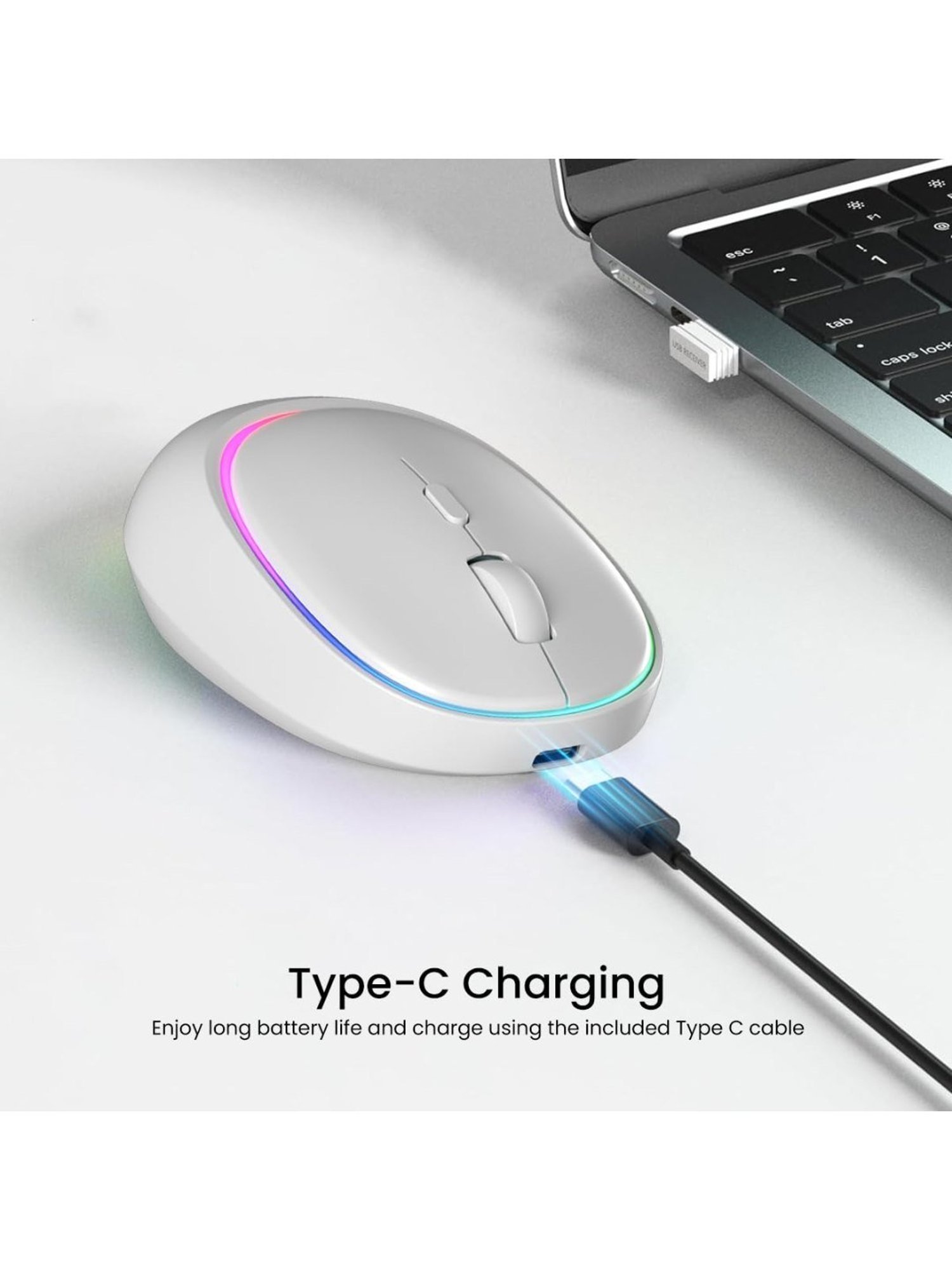 Portronics Toad IV Wireless Bluetooth Mouse with 2.4 GHz Dual Connectivity (White)