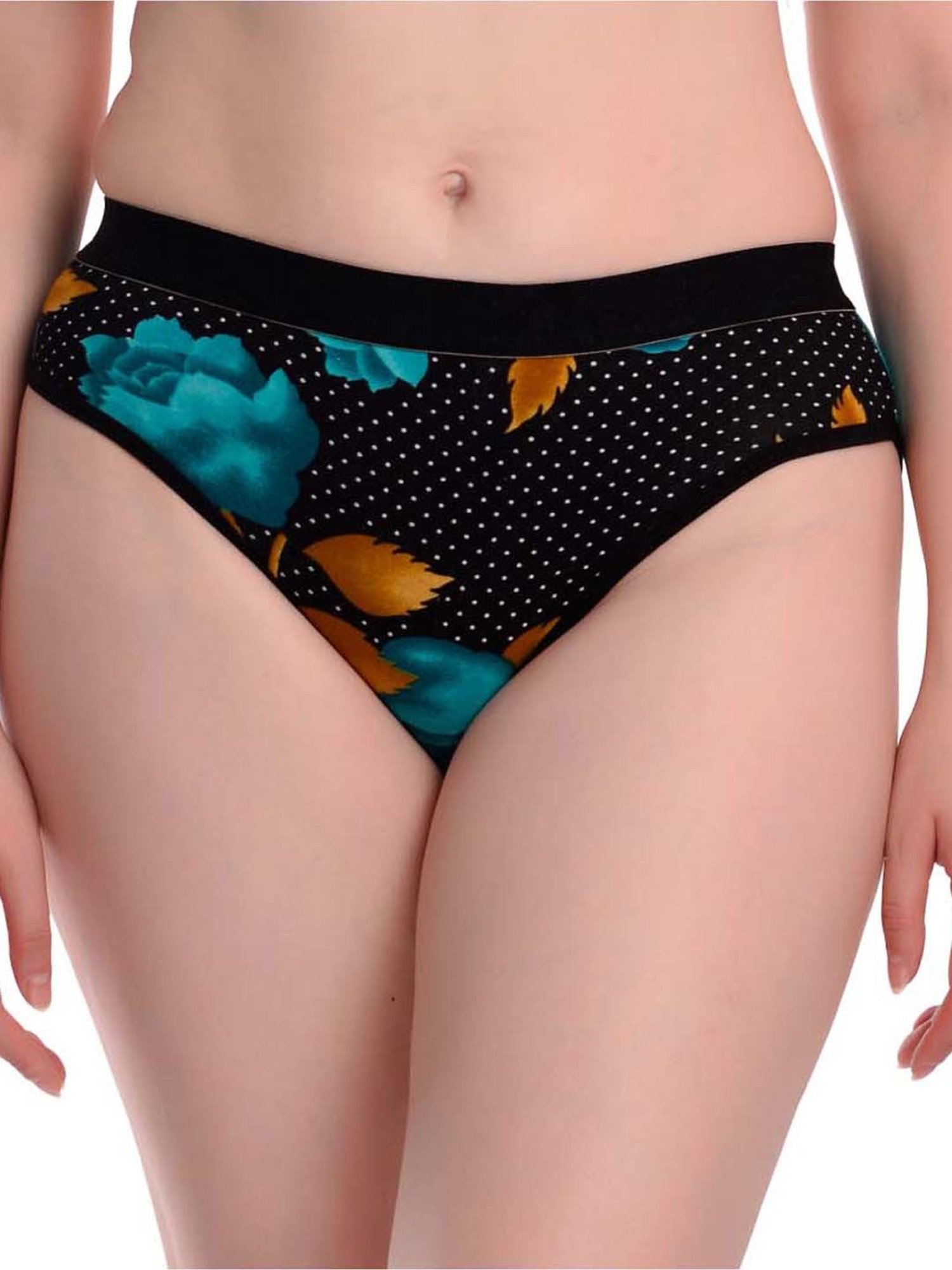 AROUSY Black Cotton Printed Hipster Panty