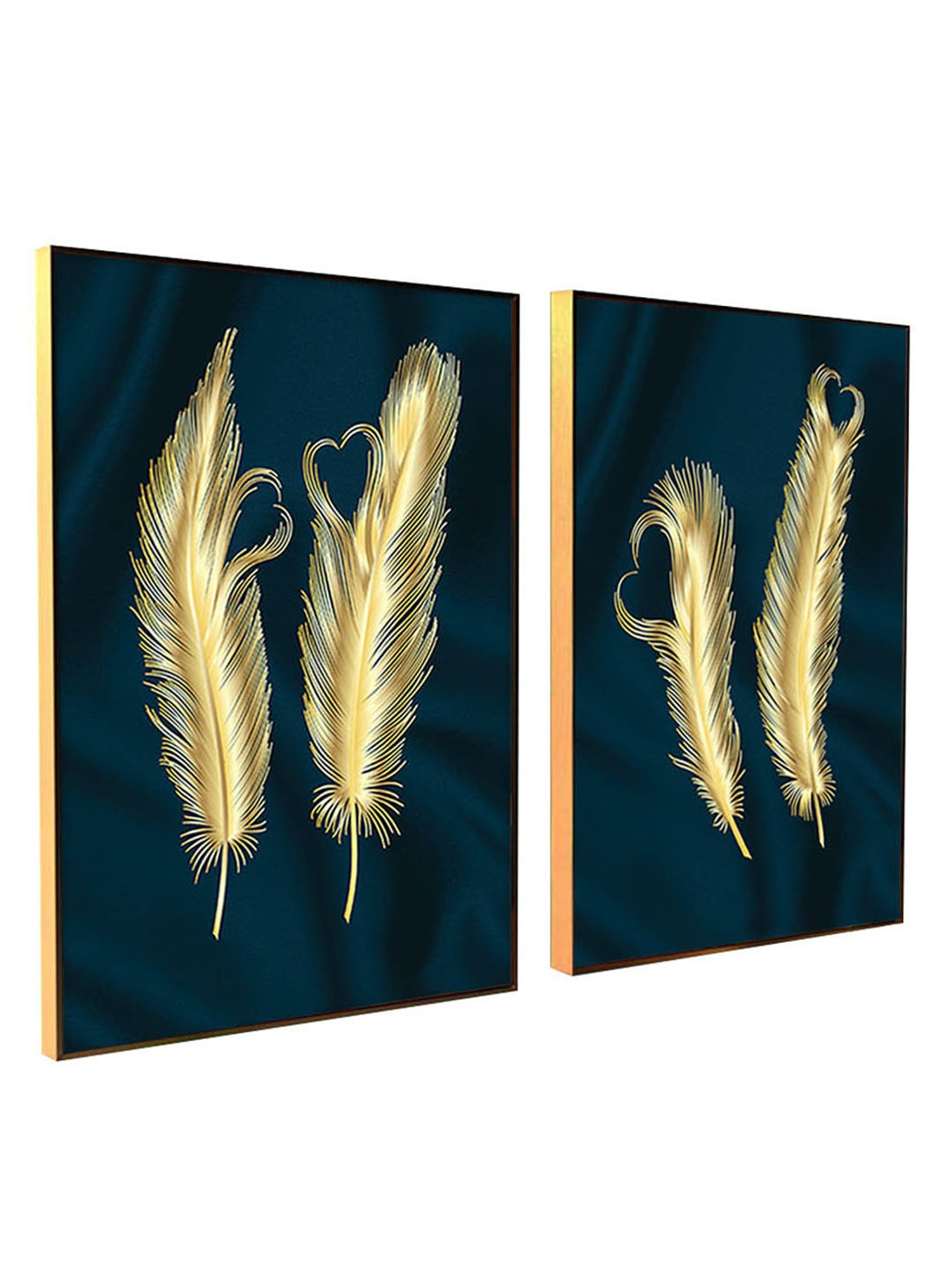 Art Street Furn Leaf Printed Blue Engineered Wood Wall Art (Set of 2)