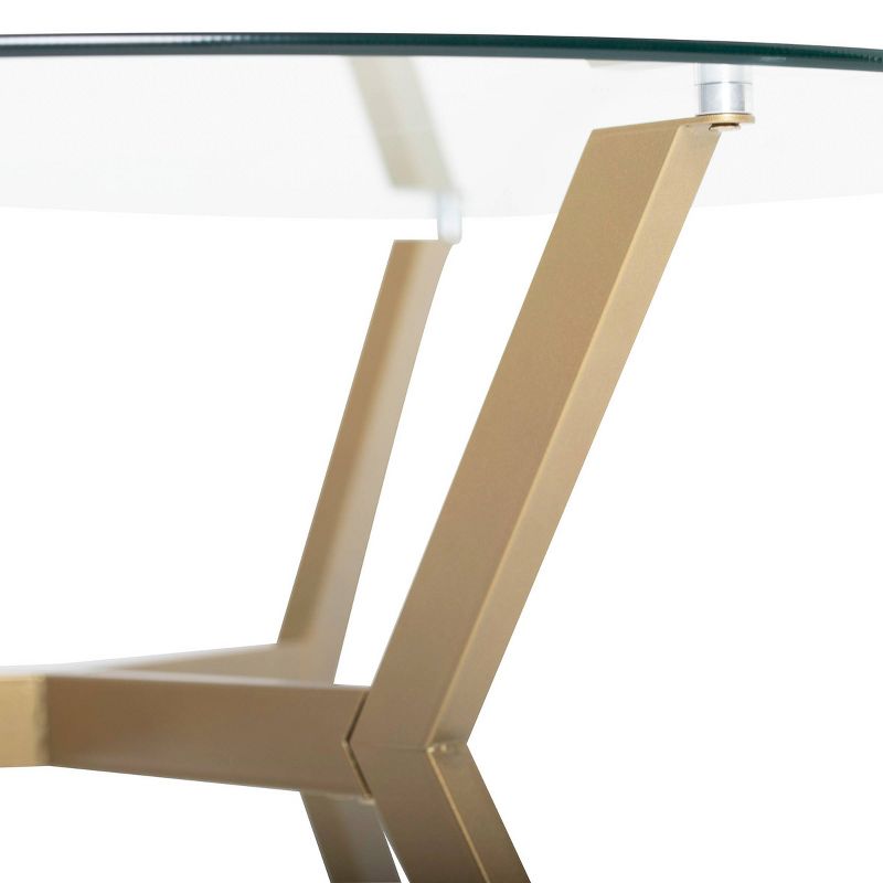 38" Archtech Round Coffee Table with Clear Glass Gold - Studio Designs Home