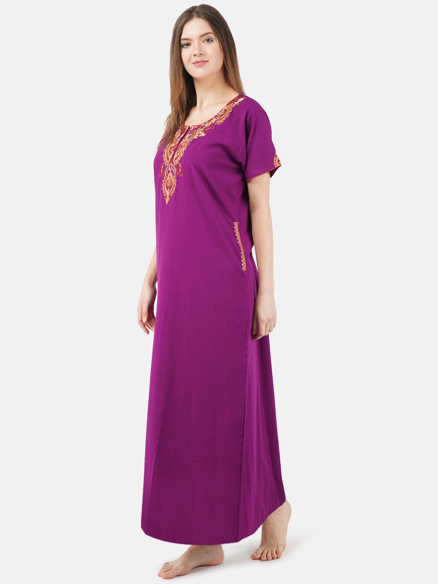 KOI SLEEPWEAR Purple Embroidered Nighty