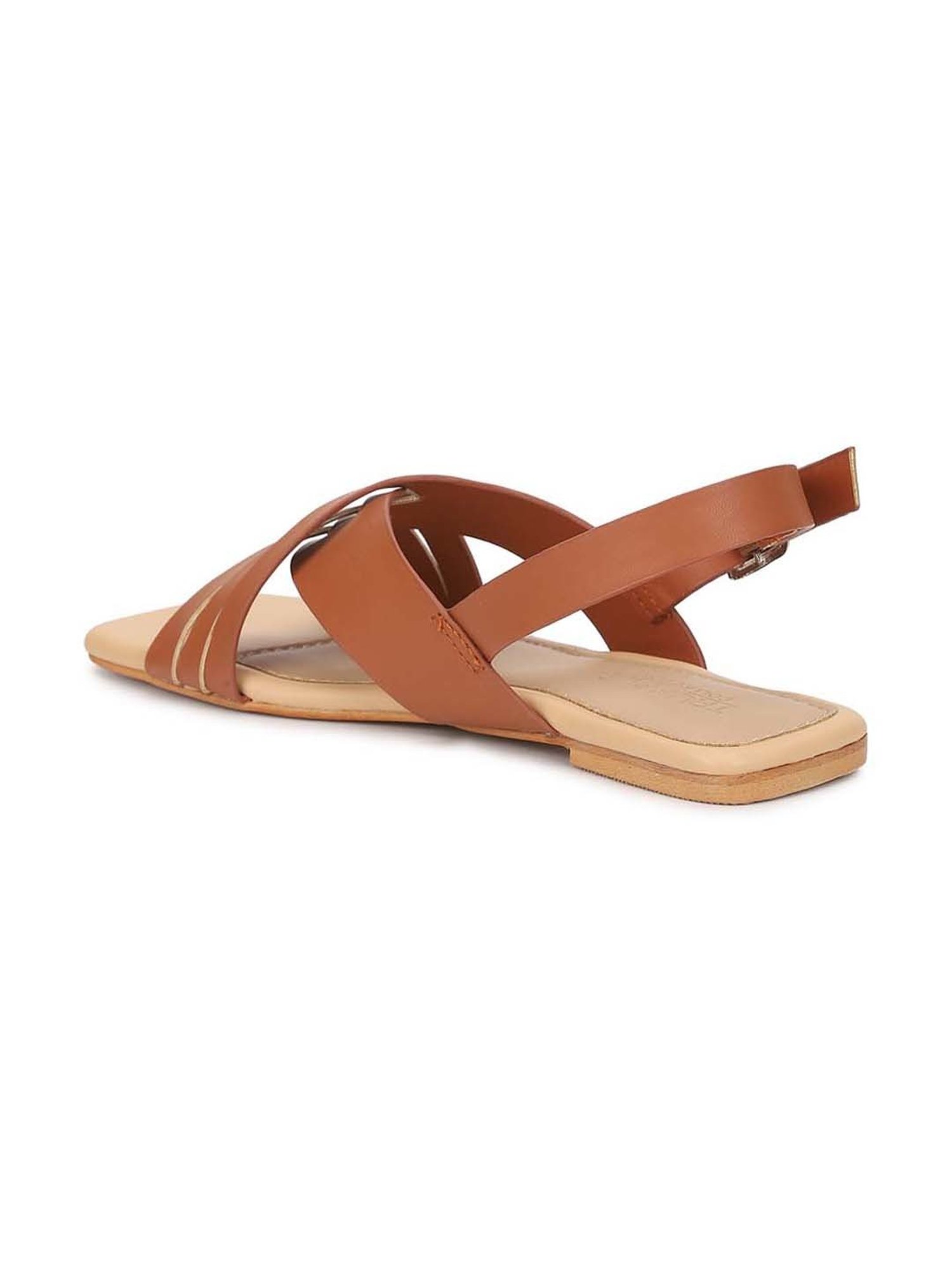 Truffle Collection Women's Tan Ankle Strap Sandals