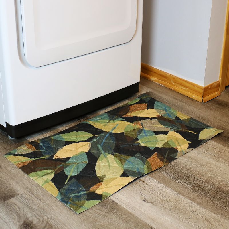 1'5"x2'5" Rectangle Pressed or Molded Floral Accent Rug Green - Sunnydaze Decor